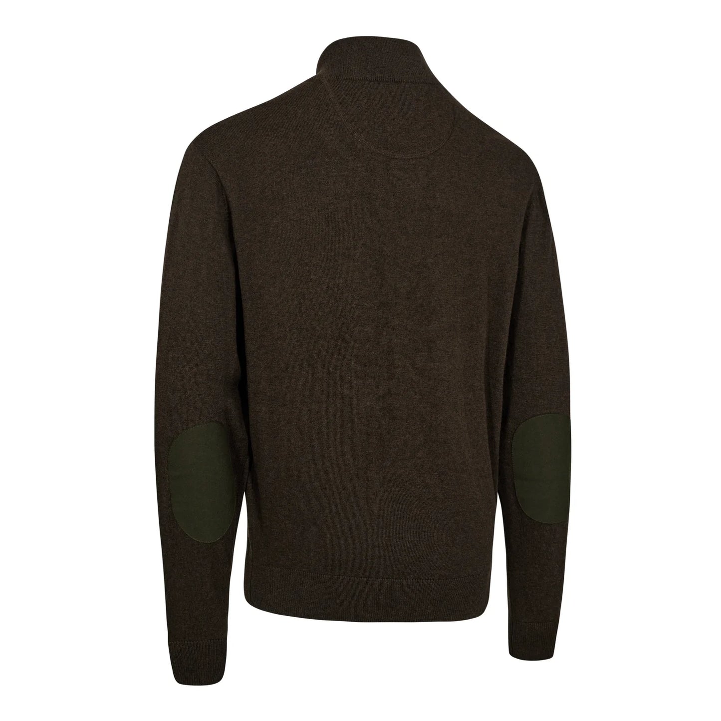 Harrington ½-Zip Stickad Tröja - Brown Melange - bakifrån