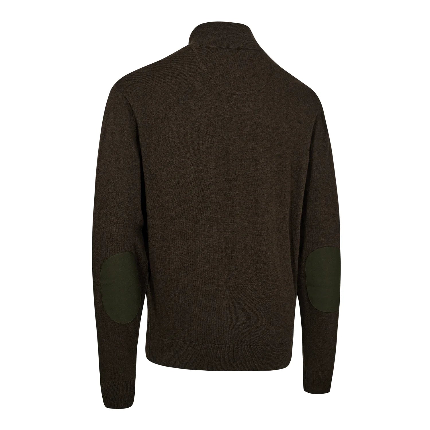 Harrington ½-Zip Stickad Tröja - Brown Melange - bakifrån