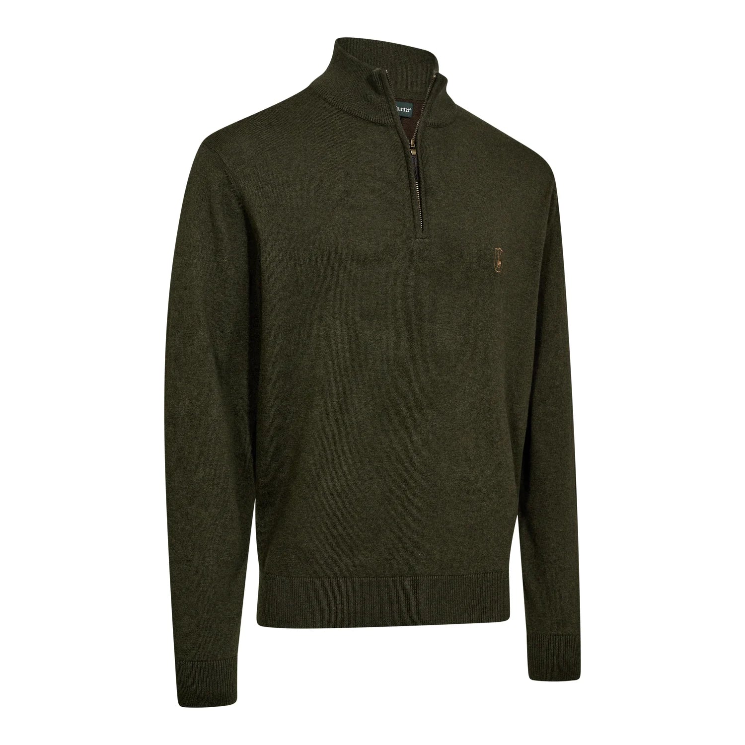Harrington ½-Zip Stickad Tröja - Forest Ember Melange - framifrån