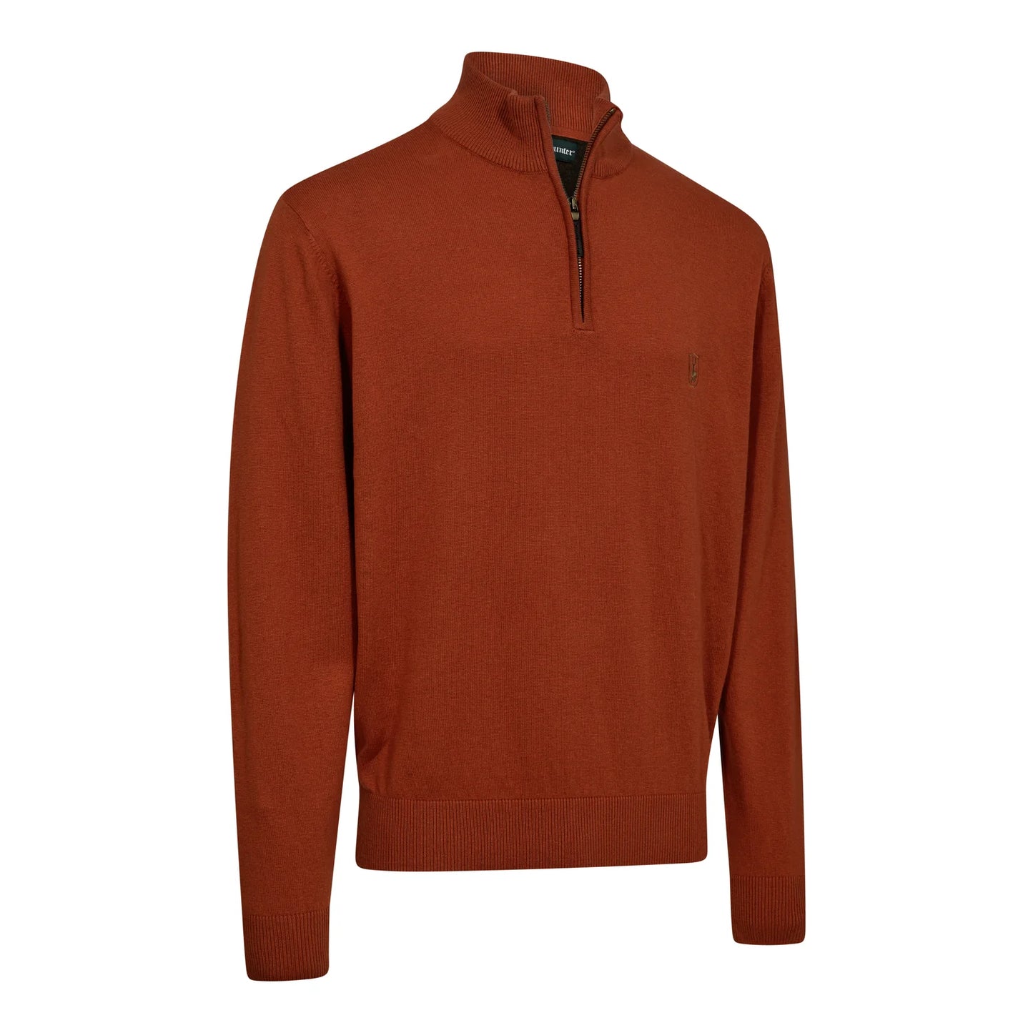 Harrington ½-Zip Stickad Tröja - Oak Rust Melange - framifrån