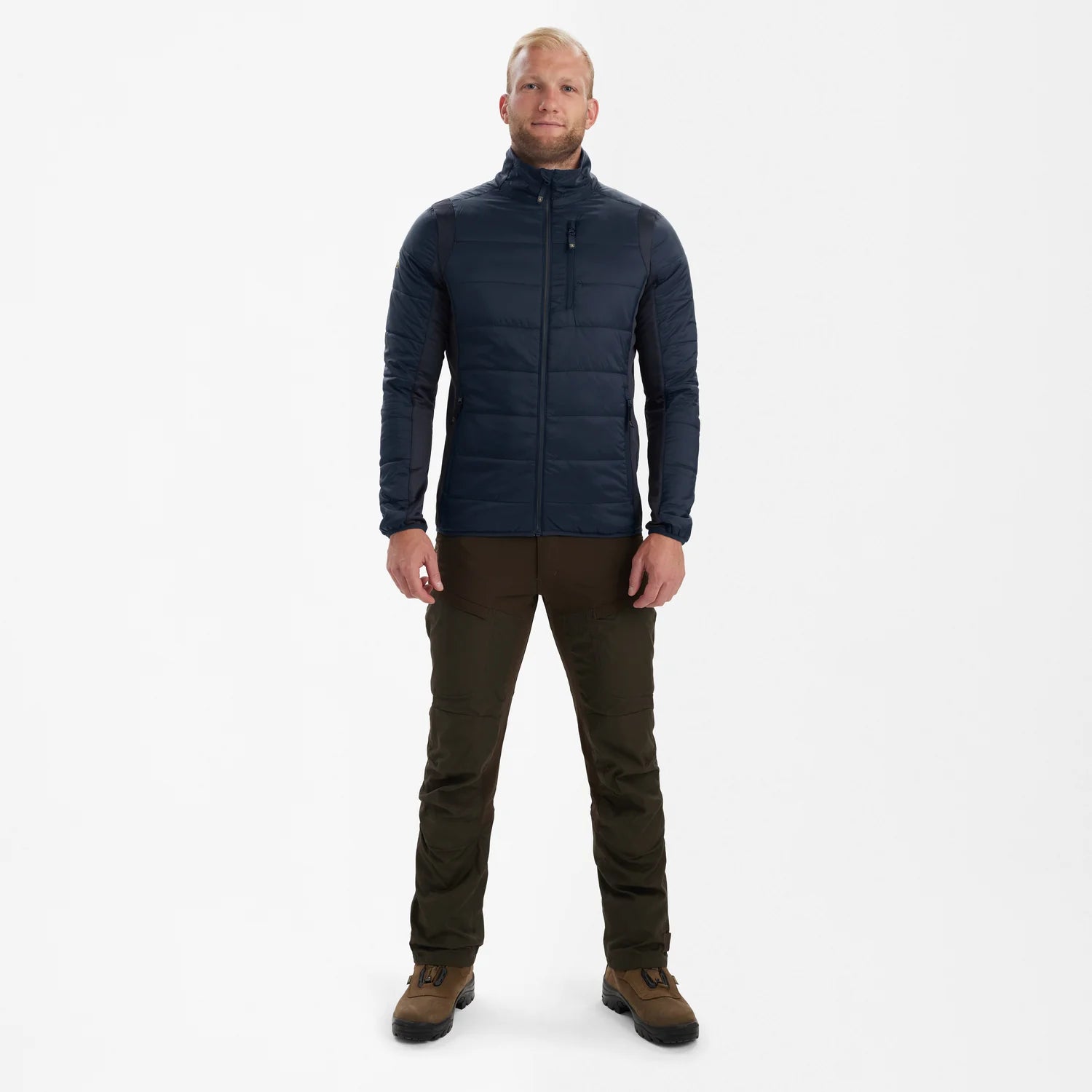 Heat vadderad jacka - Dark Blue - modell framifrån