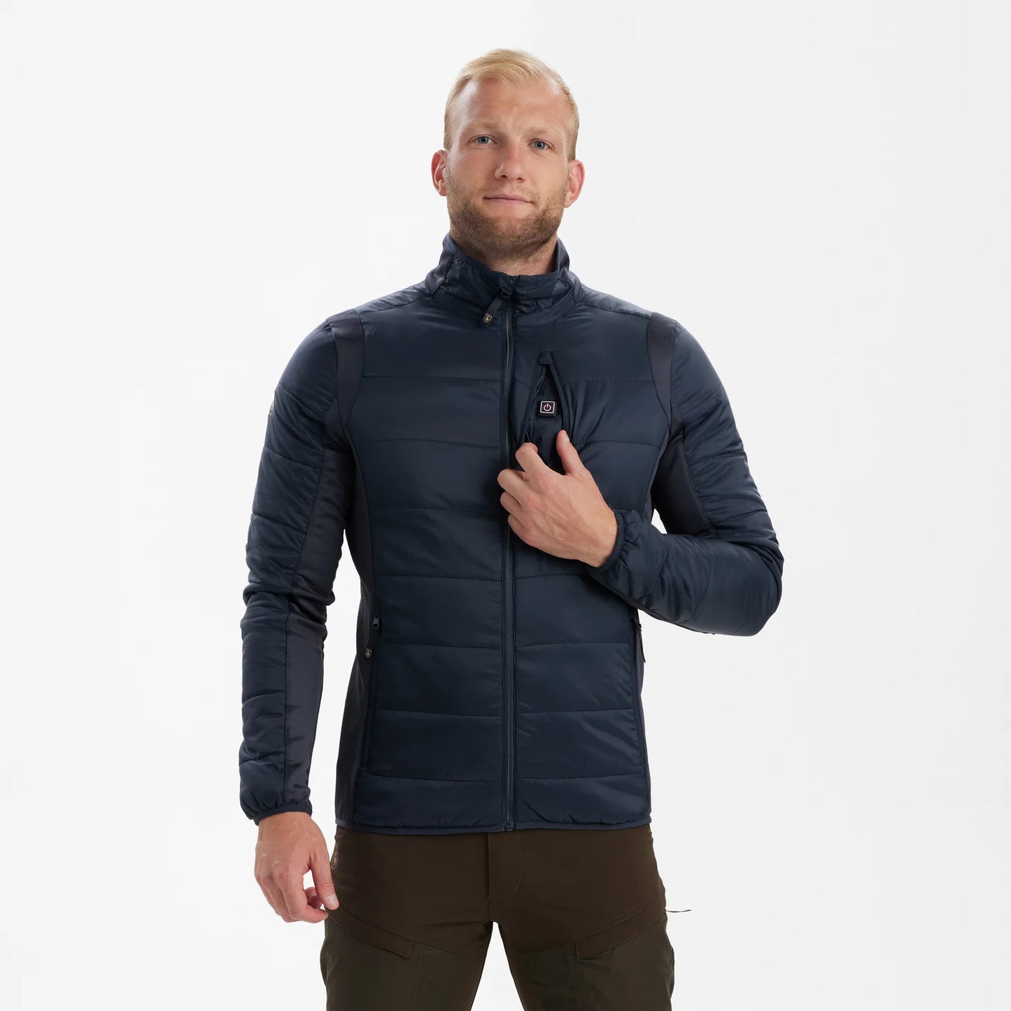 Heat vadderad jacka - Dark Blue - modell framifrån