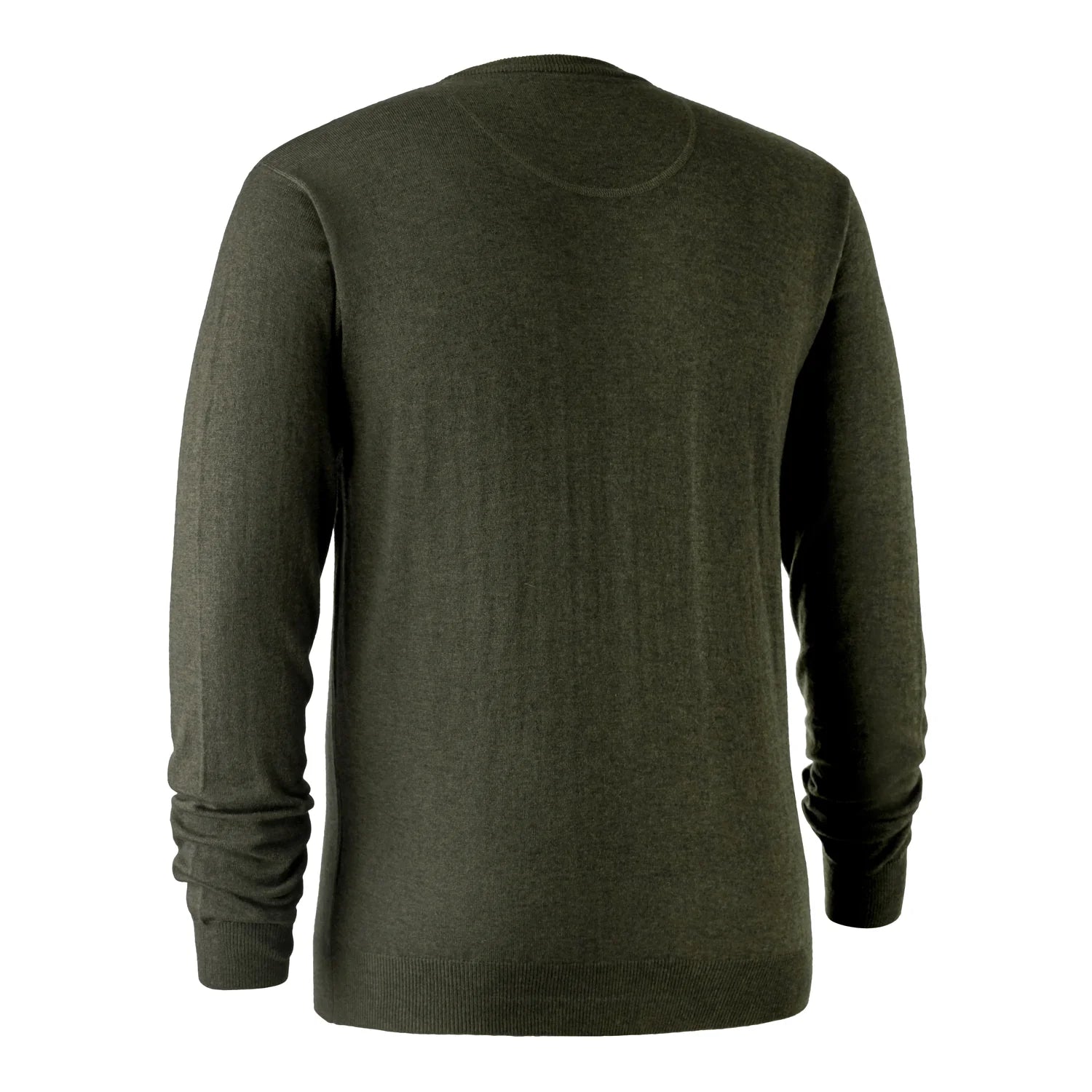 Kingston Stickad Tröja med rund hals - Green Melange - bakifrån