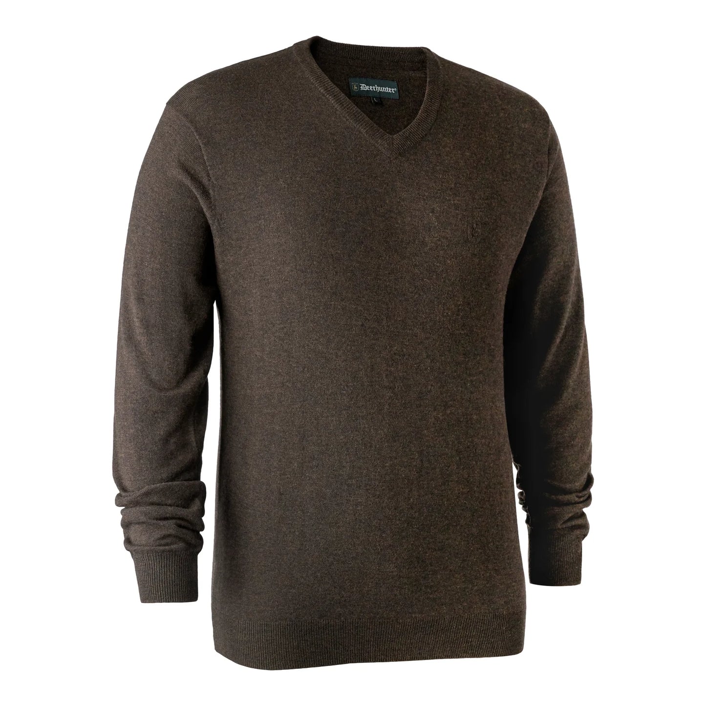 Kingston V-ringad stickad tröja - Dark Elm - framifrån