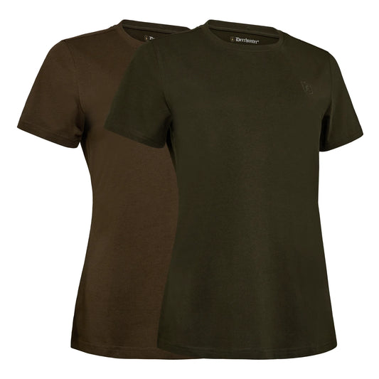 Lady 2-pack T-shirt - Fallen leaf / Timber - framifrån