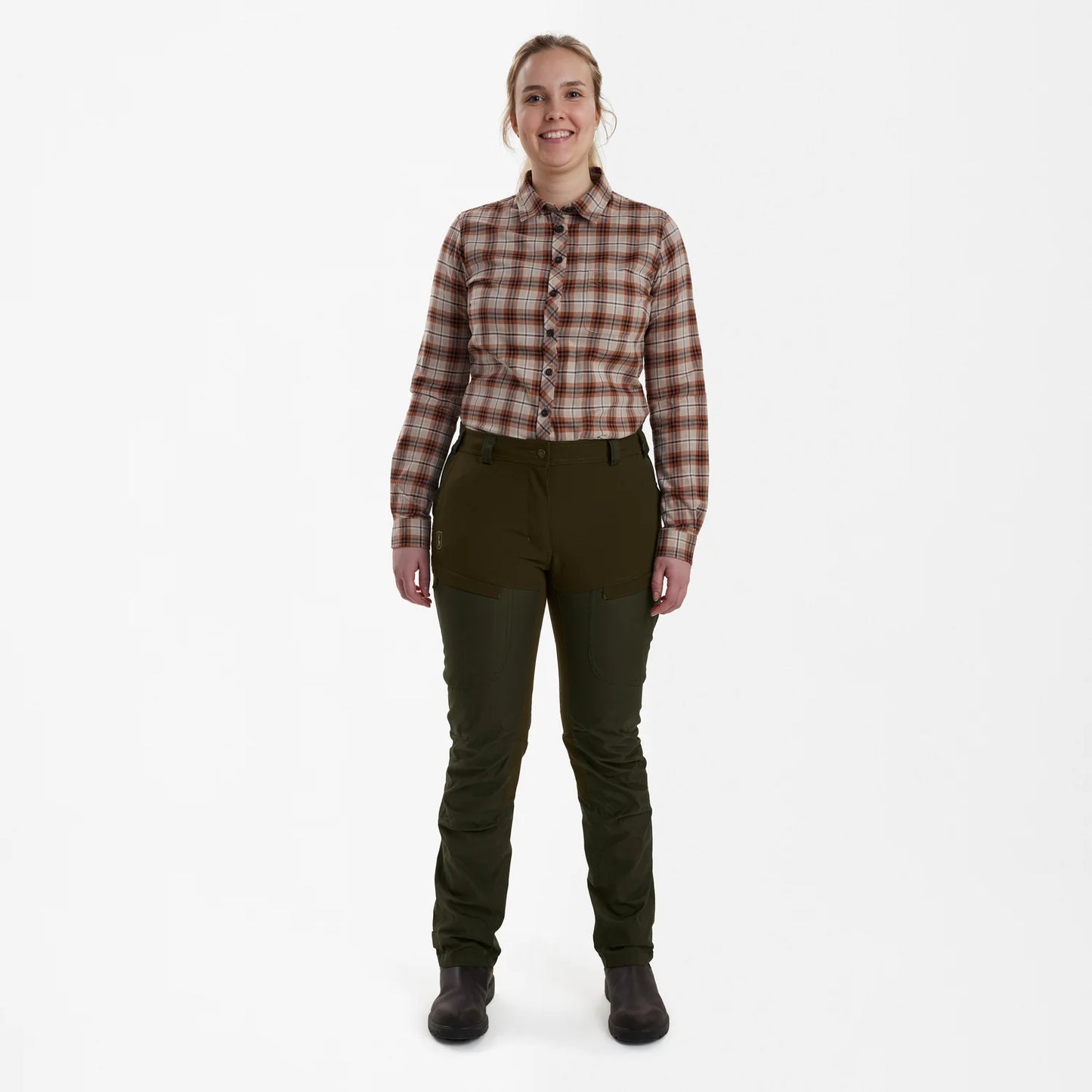 Lady Ann Byxor - Deep Green - modell framifrån
