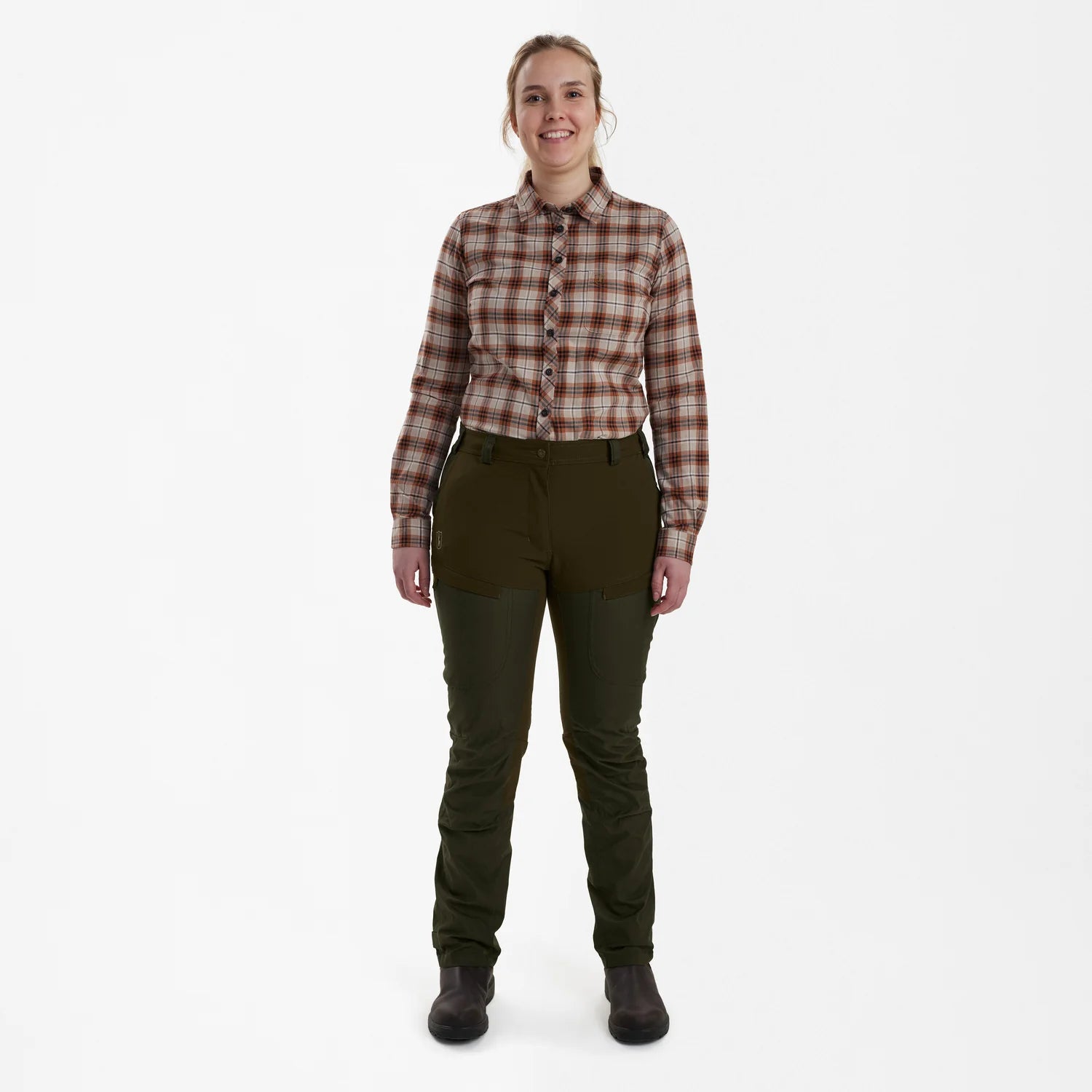 Lady Ann Byxor - Deep Green - modell framifrån