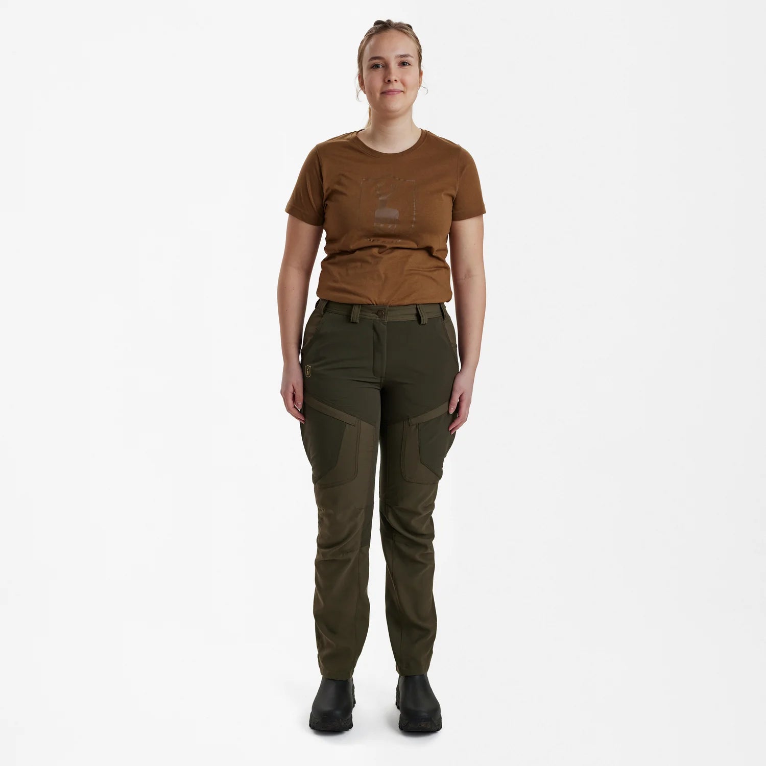 Lady Ann Extreme Byxor - Palm Green - modell framifrån