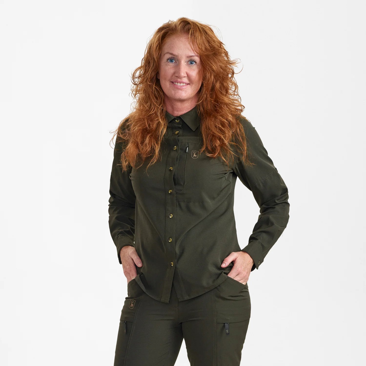 Lady Canopy Skjorta - Forest Green - modell framifrån