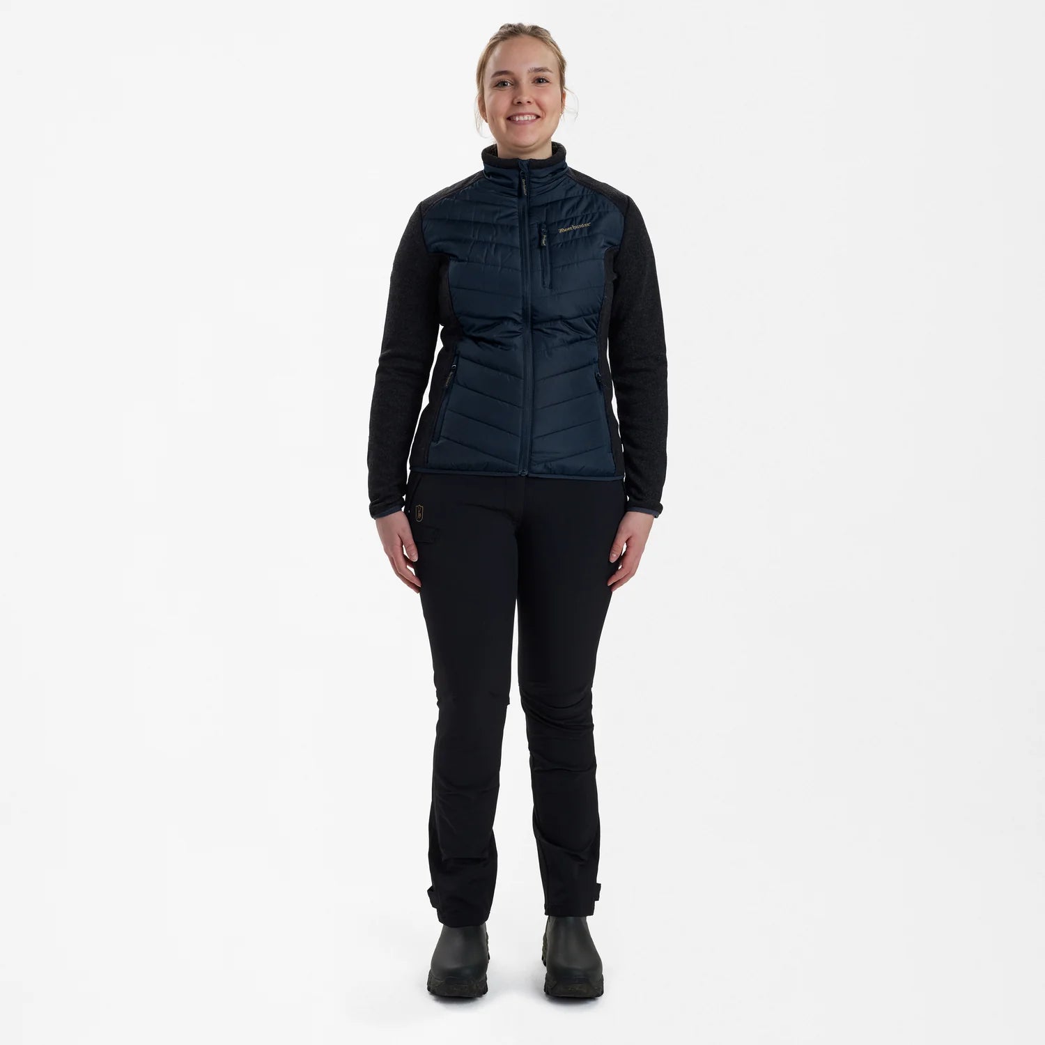 Lady Caroline Vadderad Jacka - Dark Blue - modell framifrån