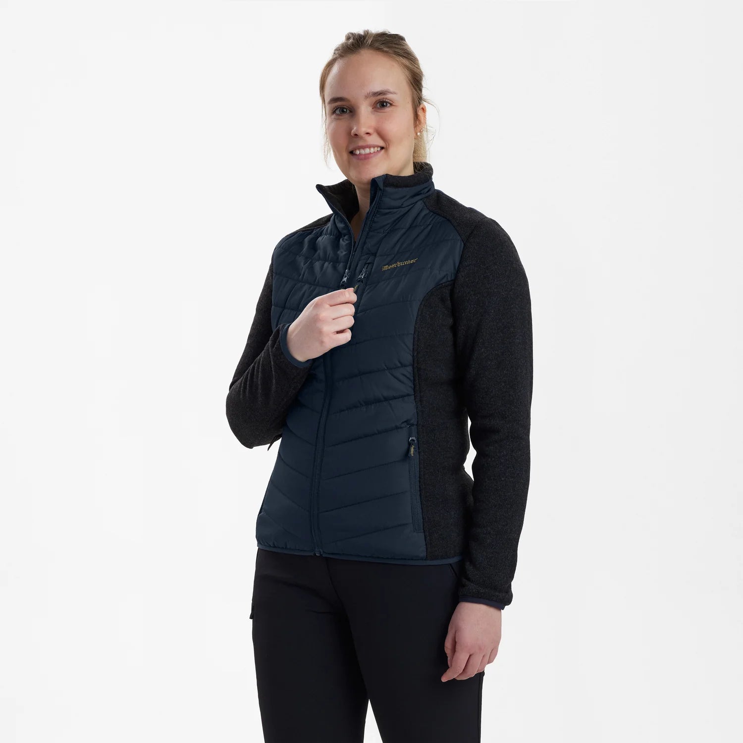 Lady Caroline Vadderad Jacka - Dark Blue - modell framifrån