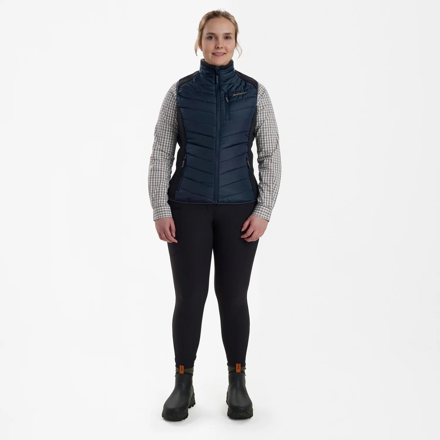 Lady Caroline Vadderad Väst - Dark Blue - modell framifrån