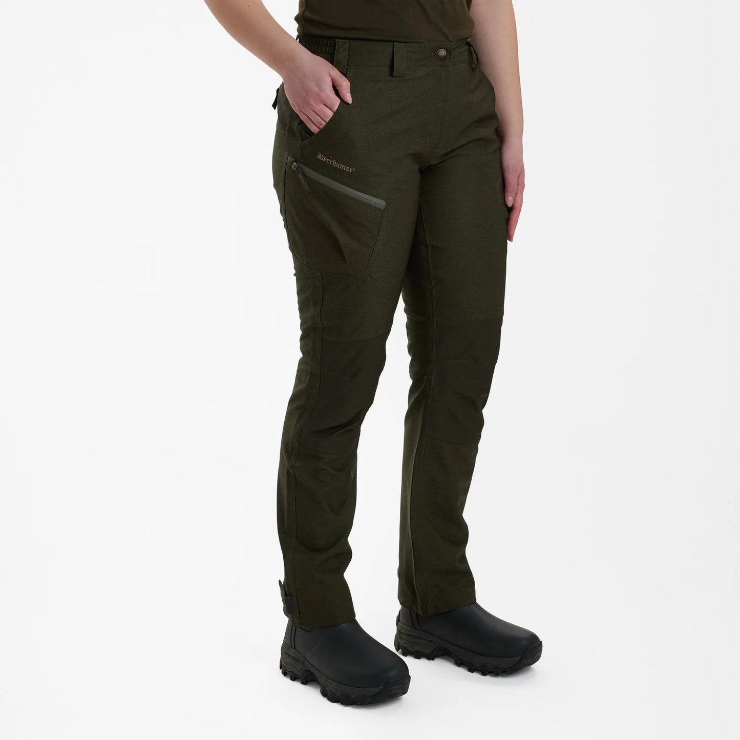 Lady Chasse Byxor - Olive Night melange - modell framifrån