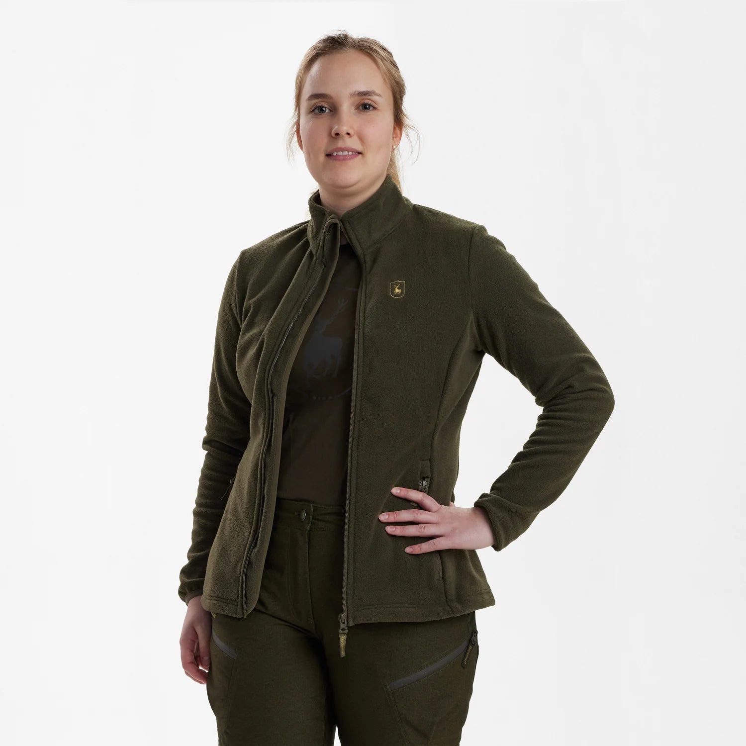 Lady Chasse Fleecejacka - Beluga - modell framifrån