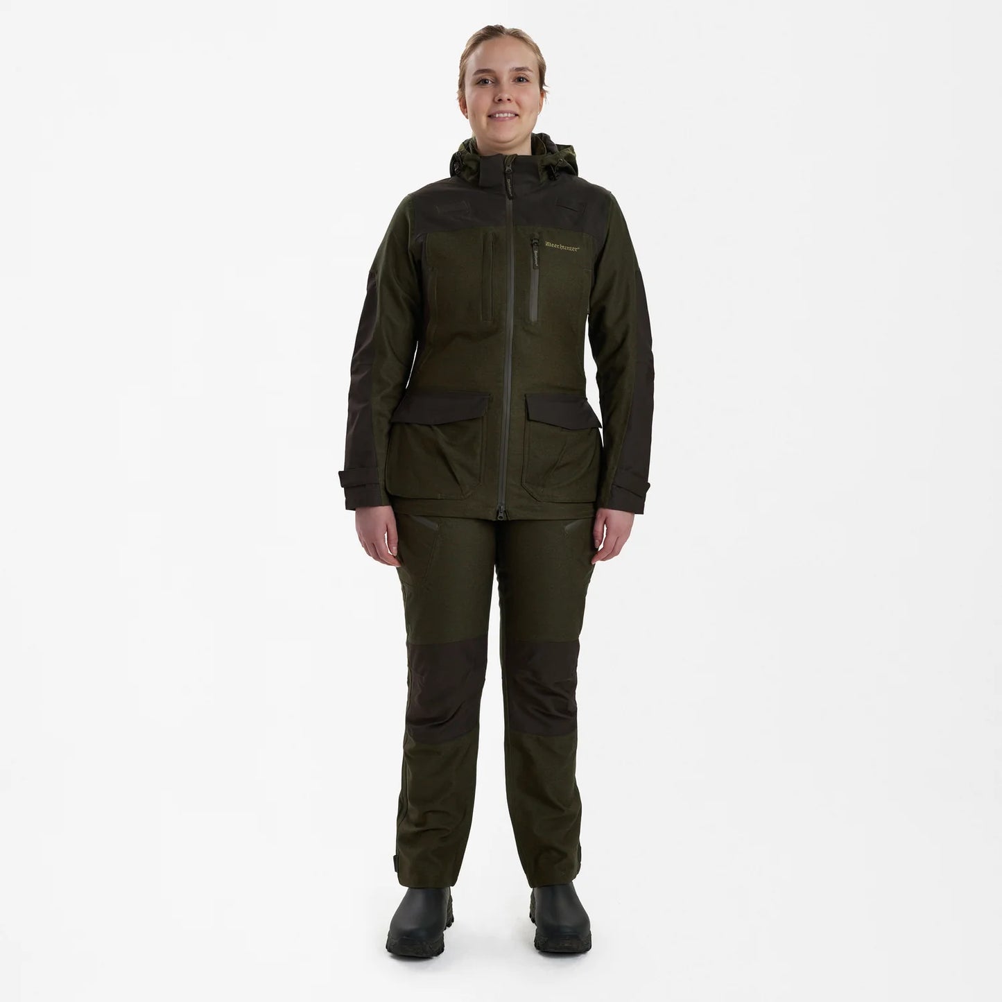 Lady Chasse Jacka - Olive Night melange - modell framifrån