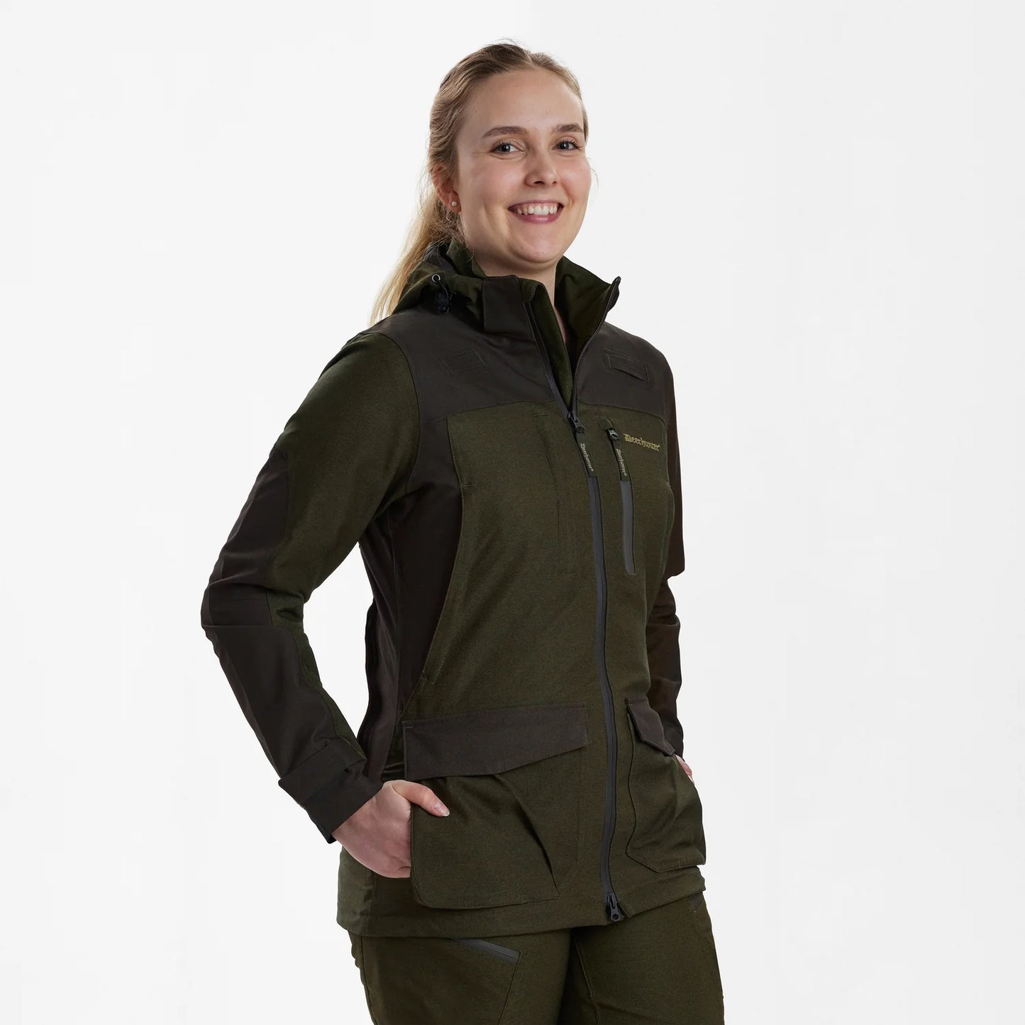 Lady Chasse Jacka - Olive Night melange - modell framifrån