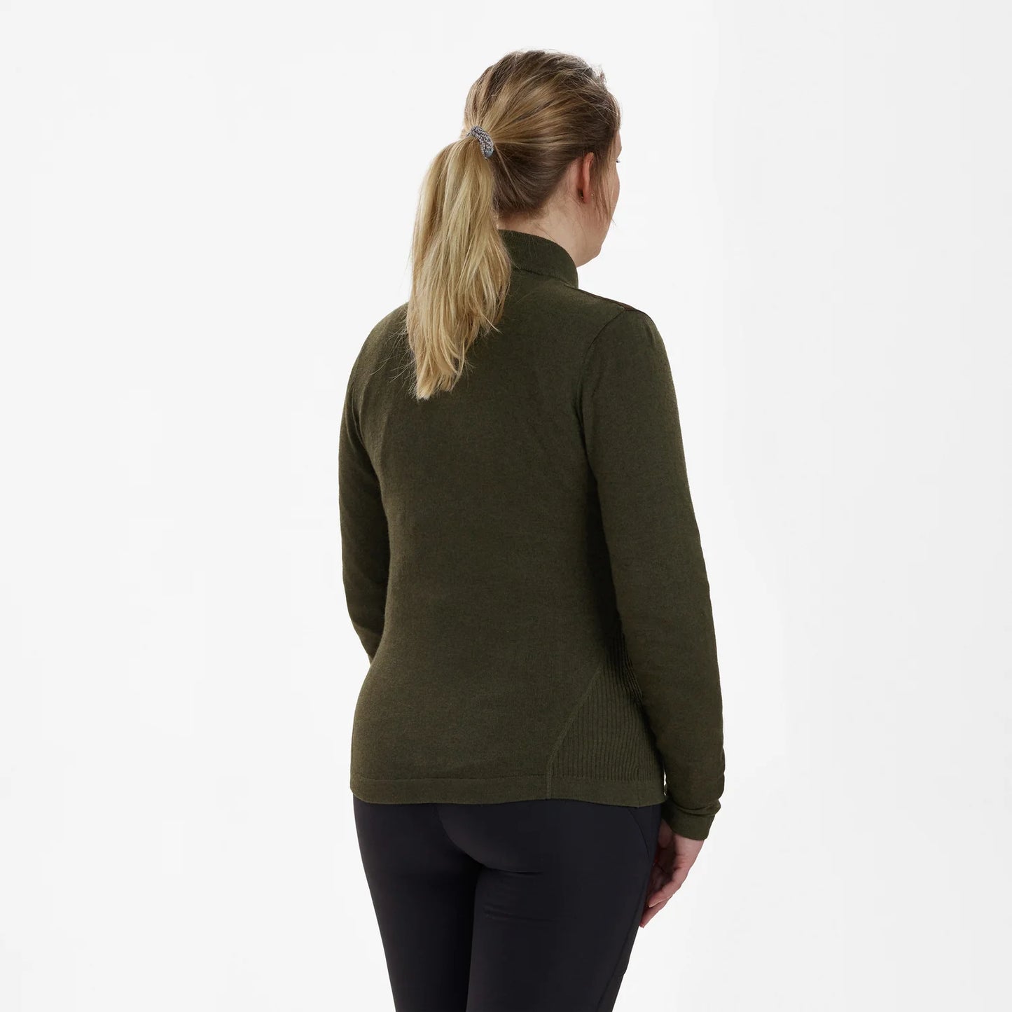 Lady Darlington Stickad Cardigan - Green Melange - modell bakifrån