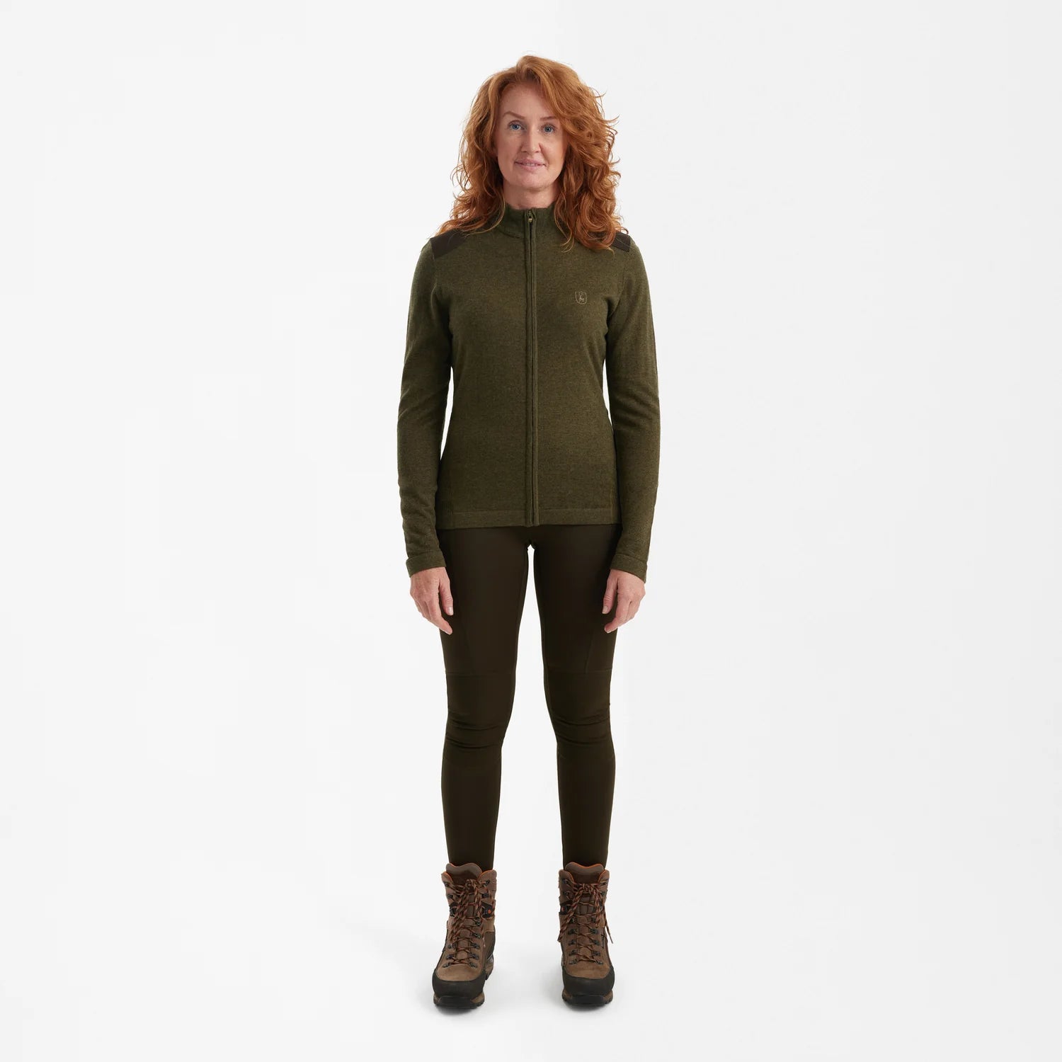 Lady Darlington Stickad Cardigan - Cypress - modell framifrån