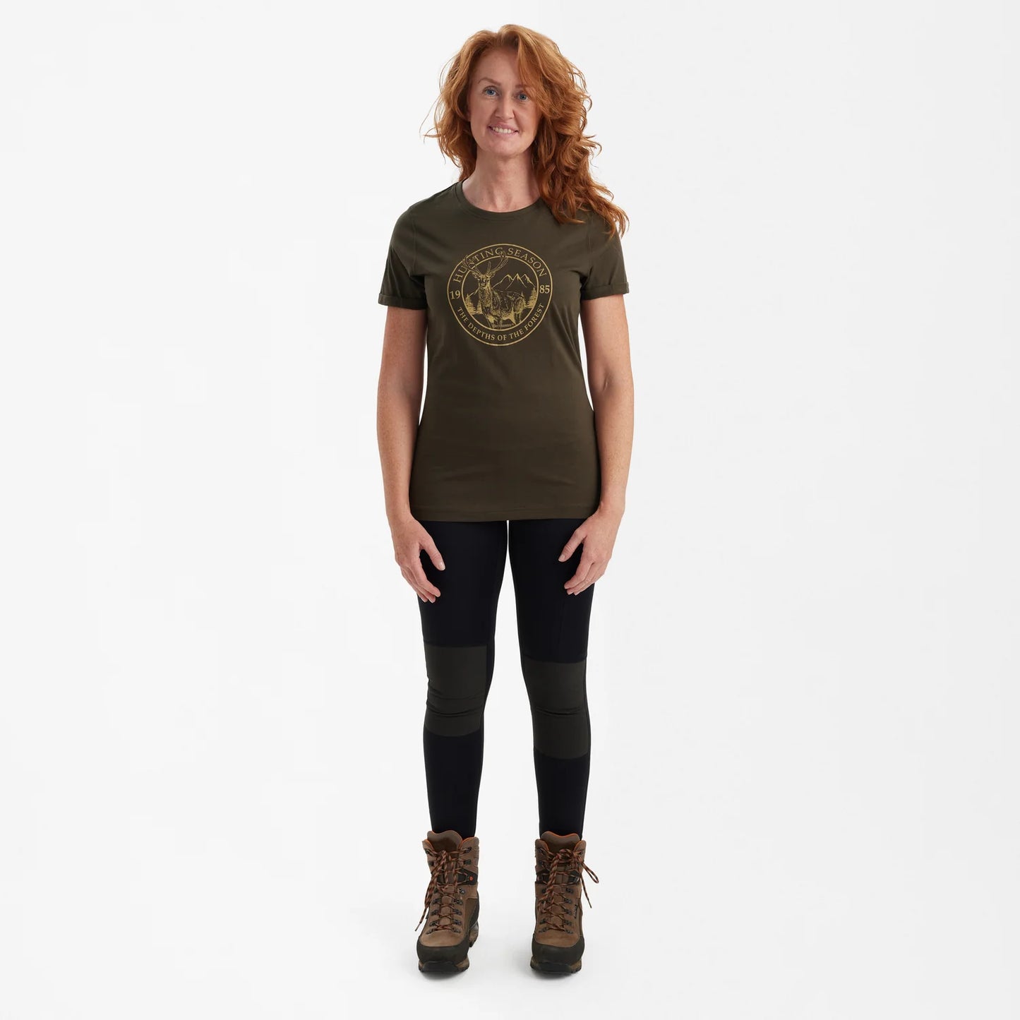 Lady Ella T-shirt - Adventure Green - modell framifrån