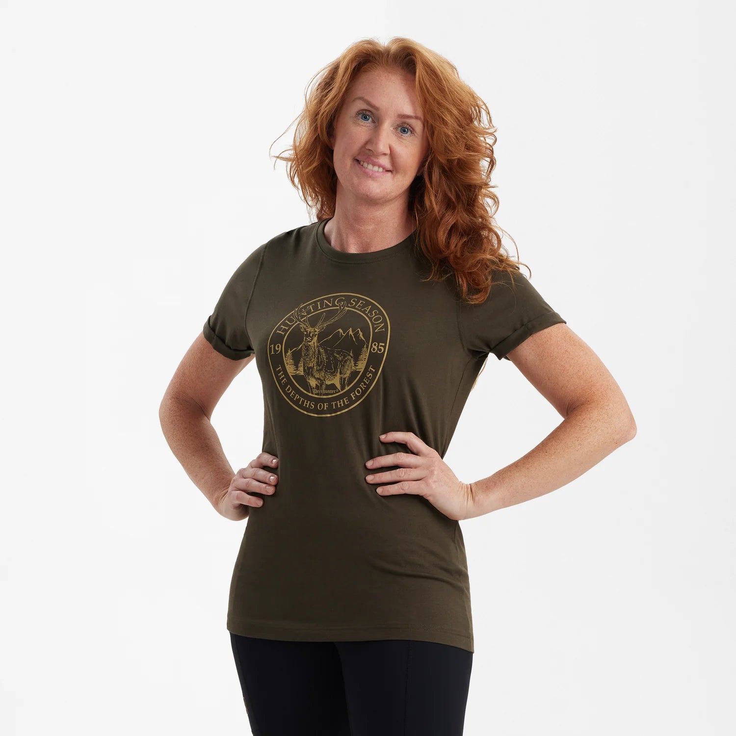 Lady Ella T-shirt - Adventure Green - modell framifrån