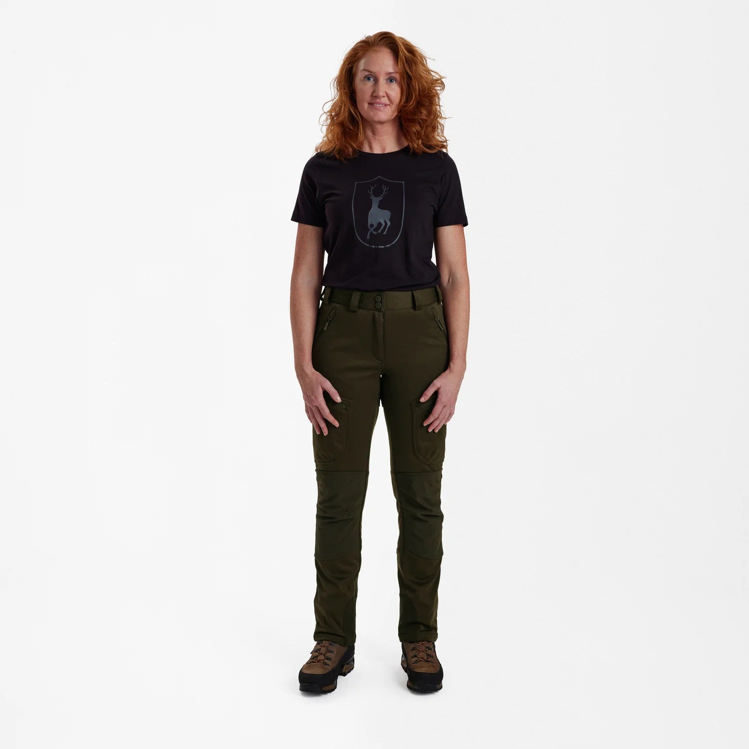 Lady Excape Softshell-byxor - Art Green - modell framifrån