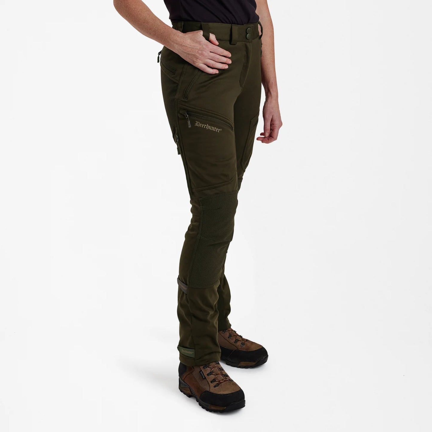 Lady Excape Softshell-byxor - Art Green - modell framifrån