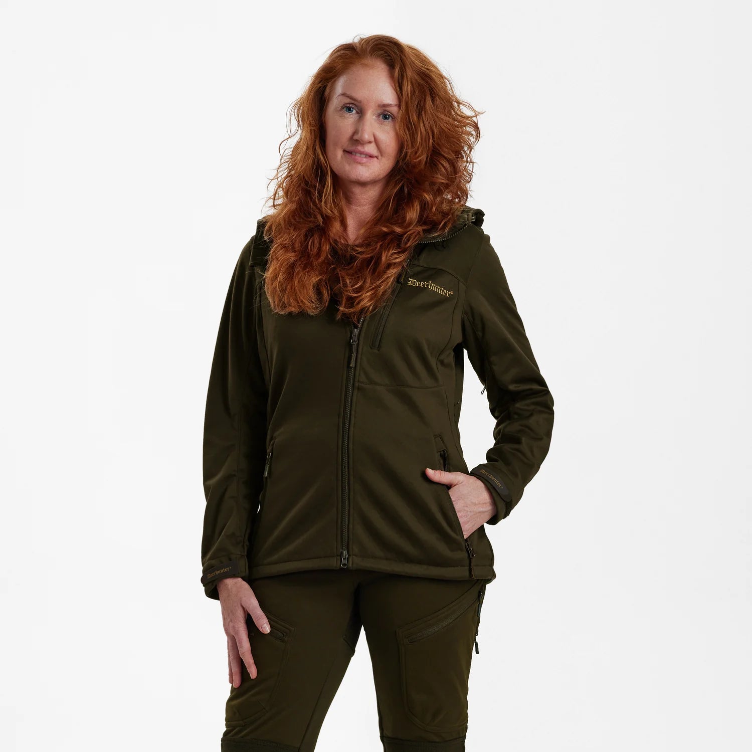 Lady Excape Softshell-jacka - Art Green - modell framifrån
