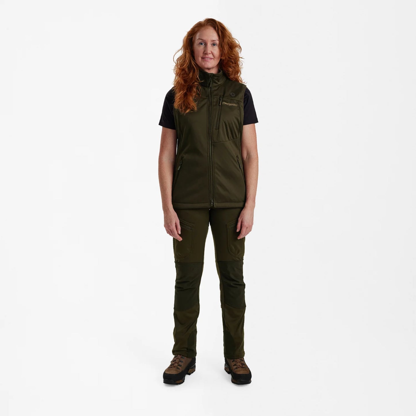 Lady Excape Softshell-väst - Art Green - modell framifrån