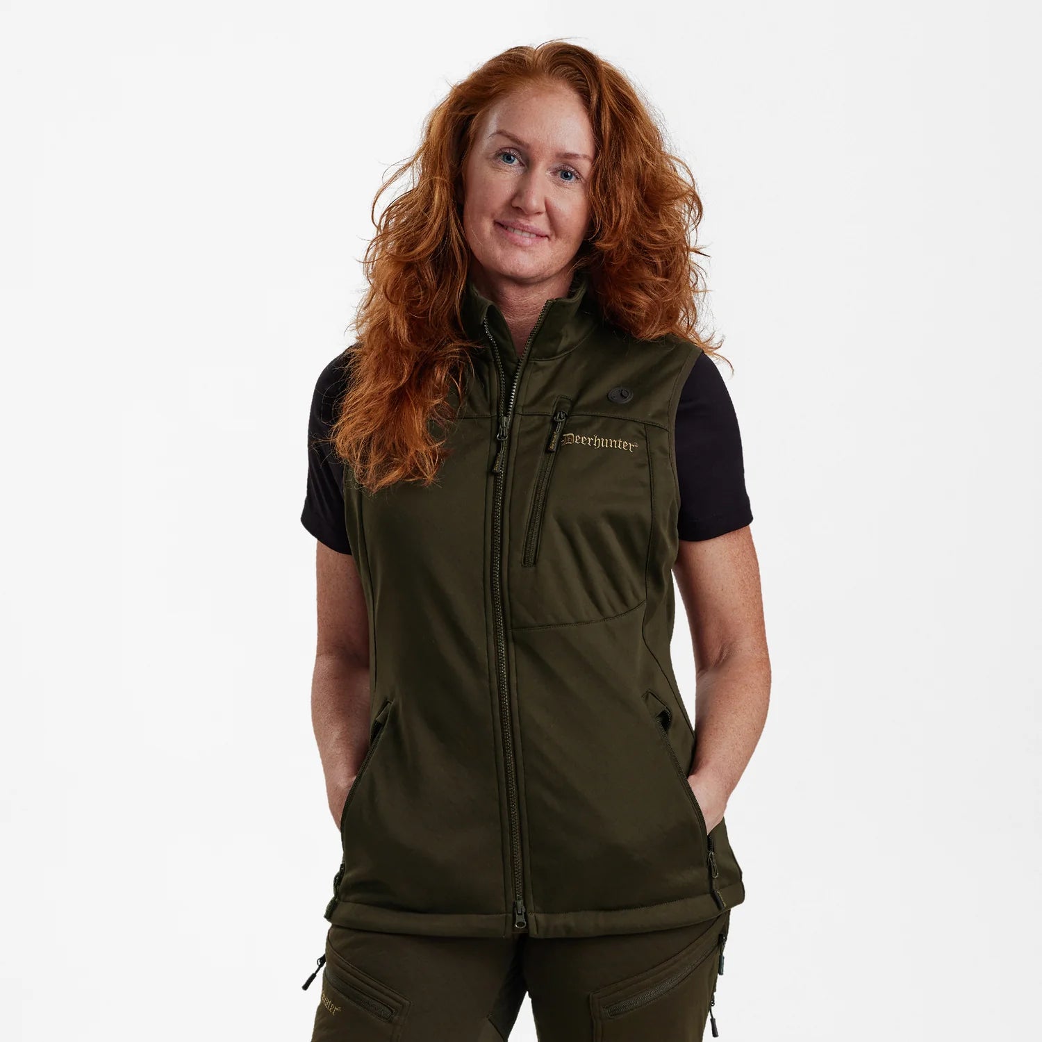 Lady Excape Softshell-väst - Art Green - modell framifrån