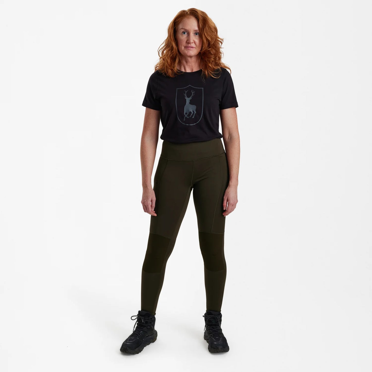 Lady Förstärkta Tights - Art Green - modell framifrån