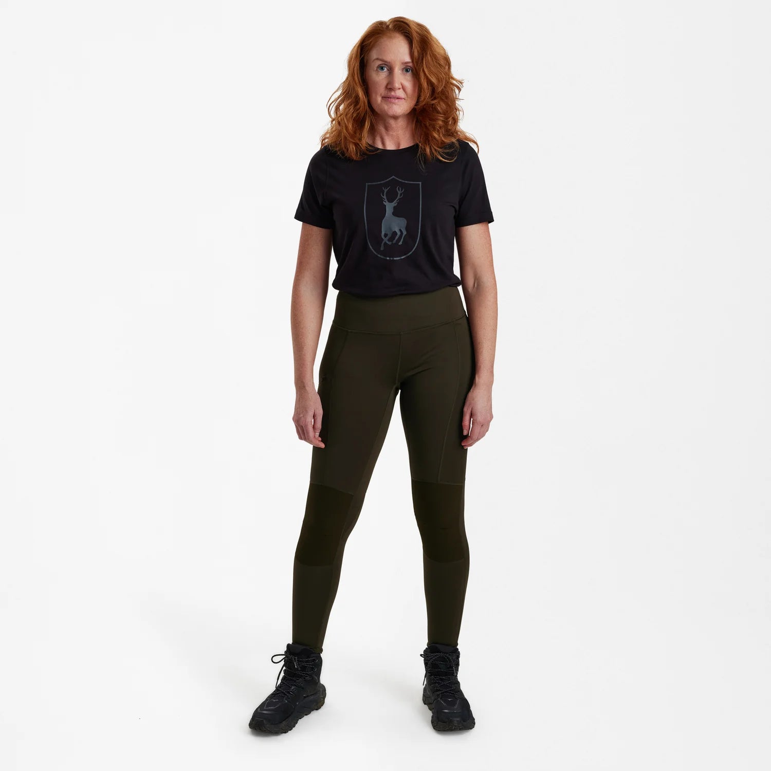 Lady Förstärkta Tights - Art Green - modell framifrån
