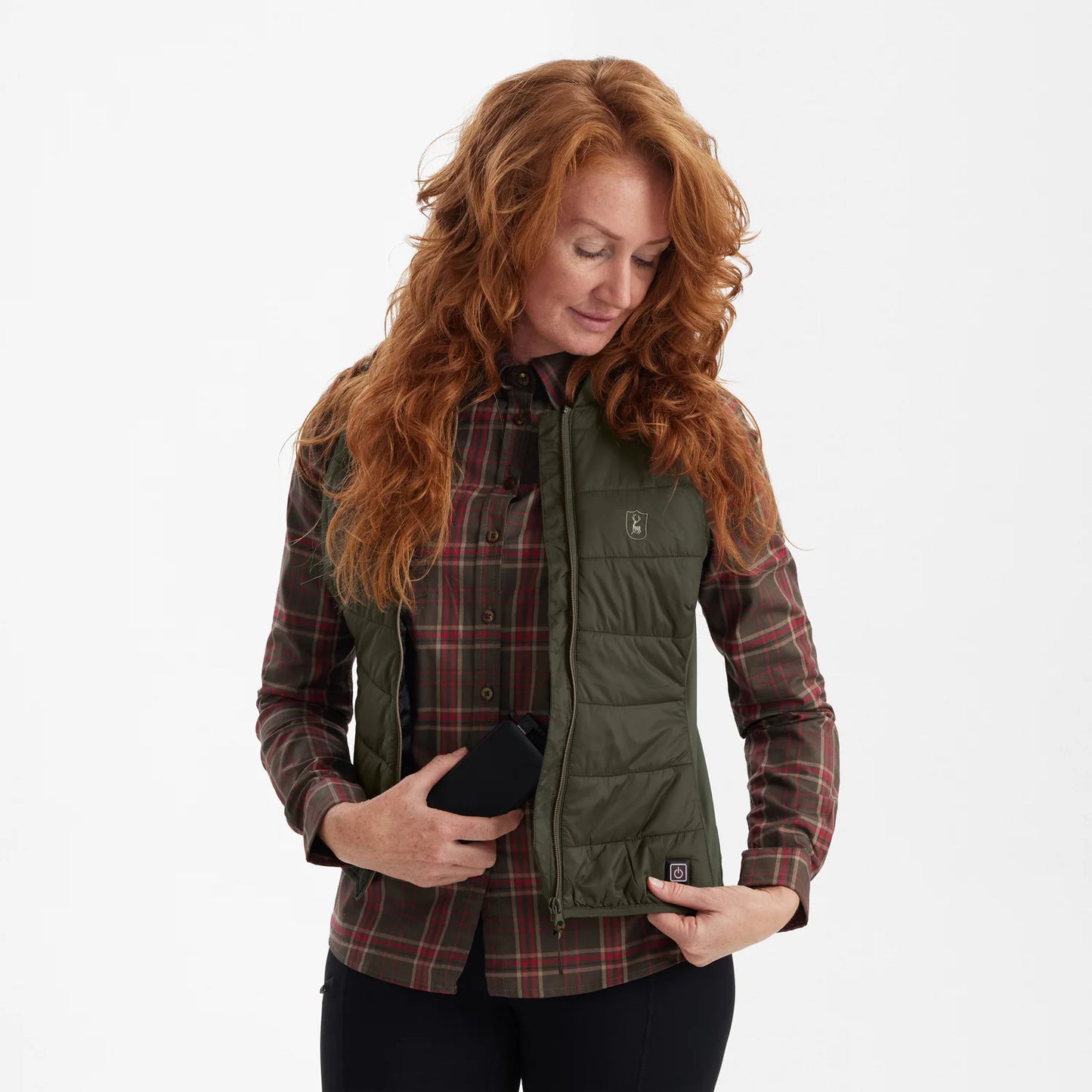 Lady Heat Innerväst - Deep Green - modell framifrån