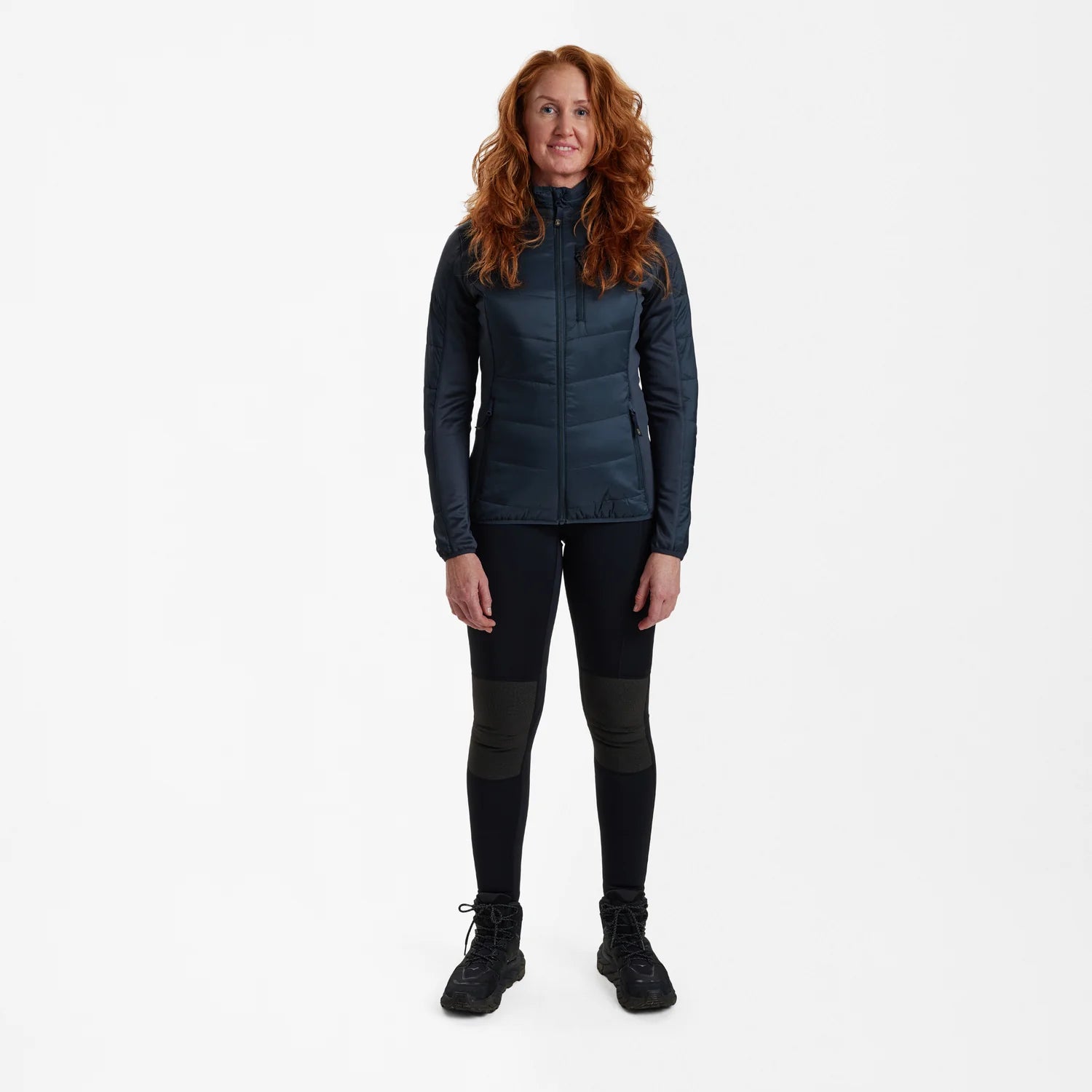 Lady Heat vadderad jacka - Dark Blue - modell framifrån