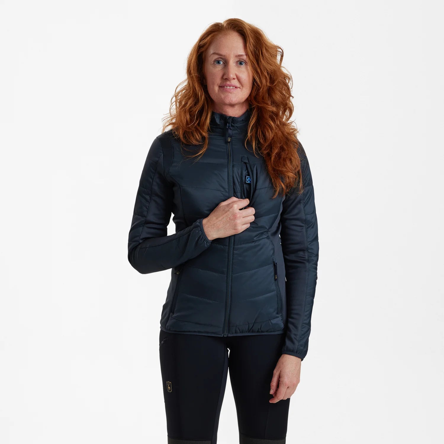 Lady Heat vadderad jacka - Dark Blue - modell framifrån