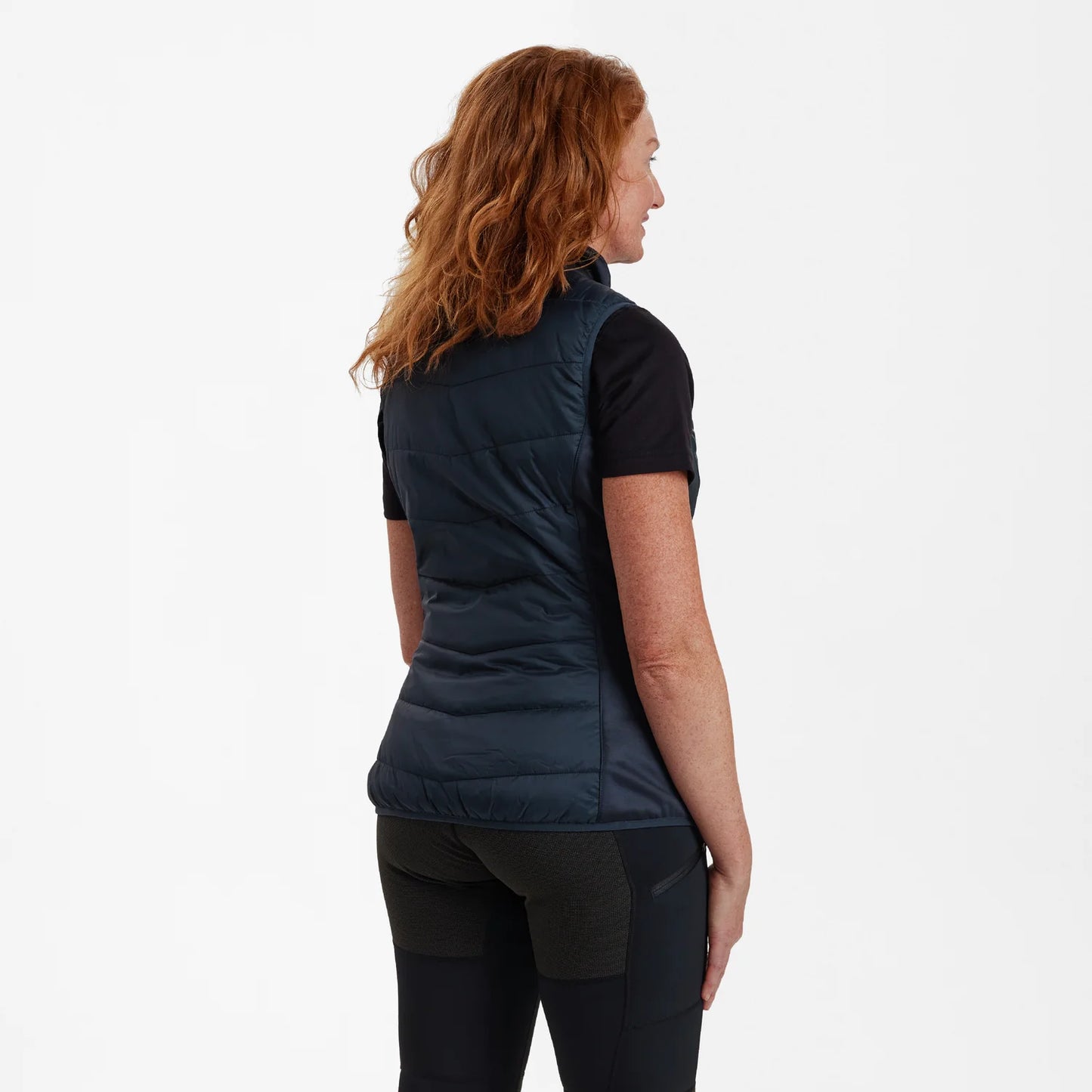 Lady Heat vadderad väst - Dark Blue - modell bakifrån