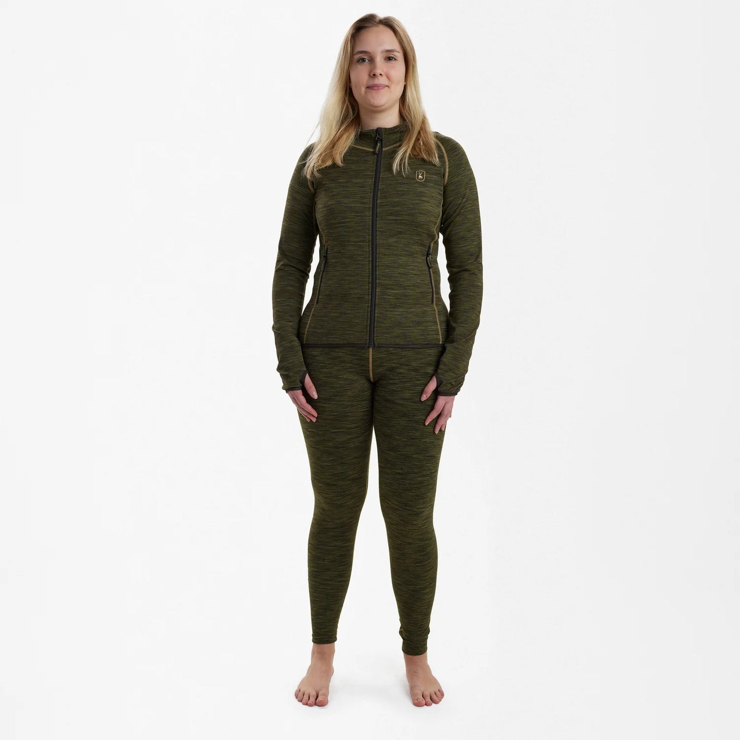 Lady Insulated Fleece - Green Melange - modell framifrån