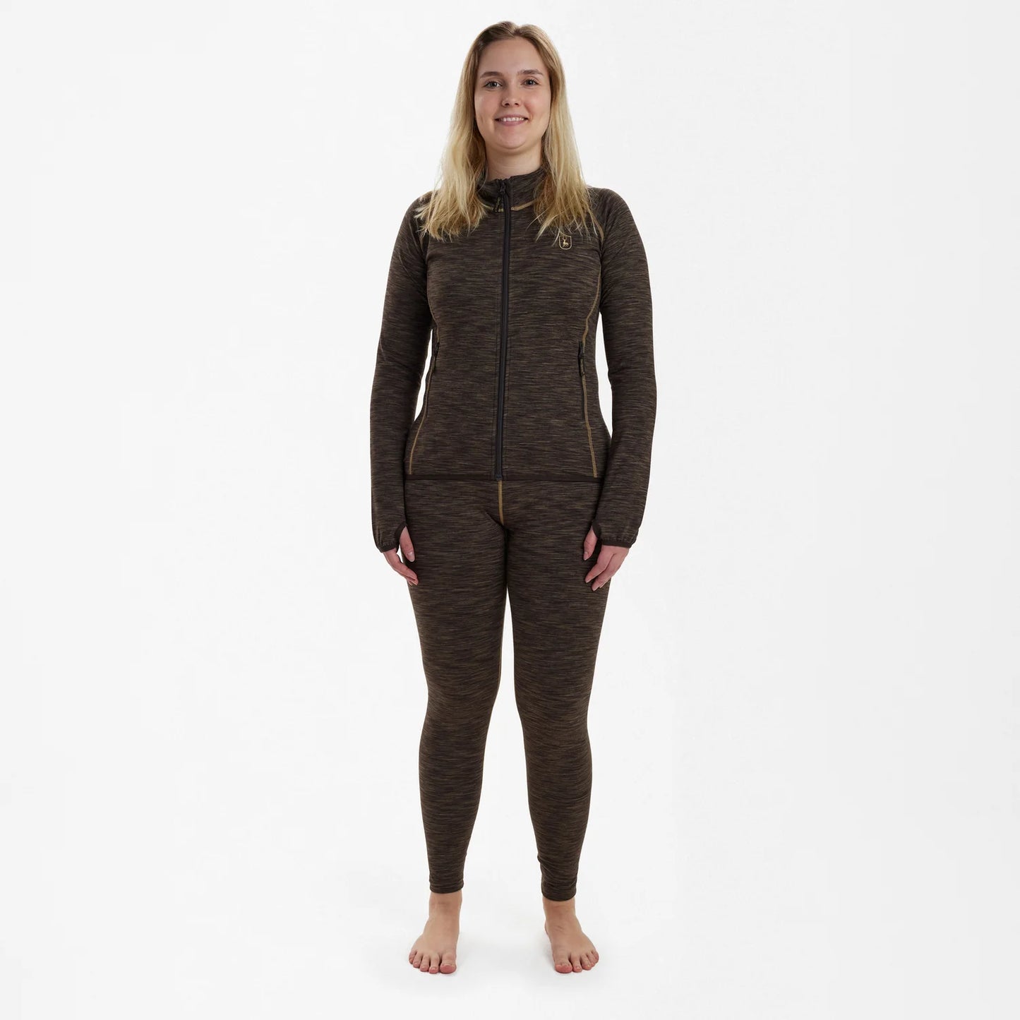 Lady Insulated Fleece - Brown Melange - modell framifrån