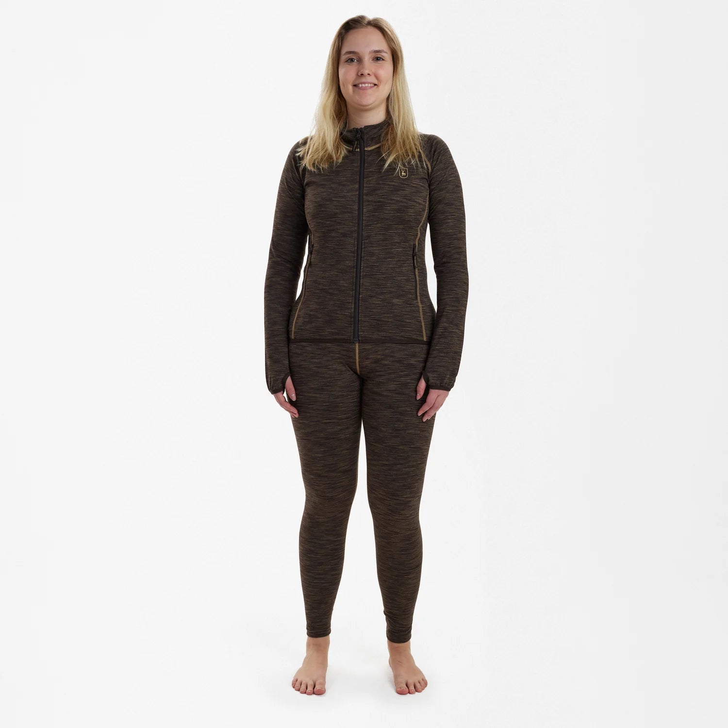 Lady Insulated Fleece - Brown Melange - modell framifrån