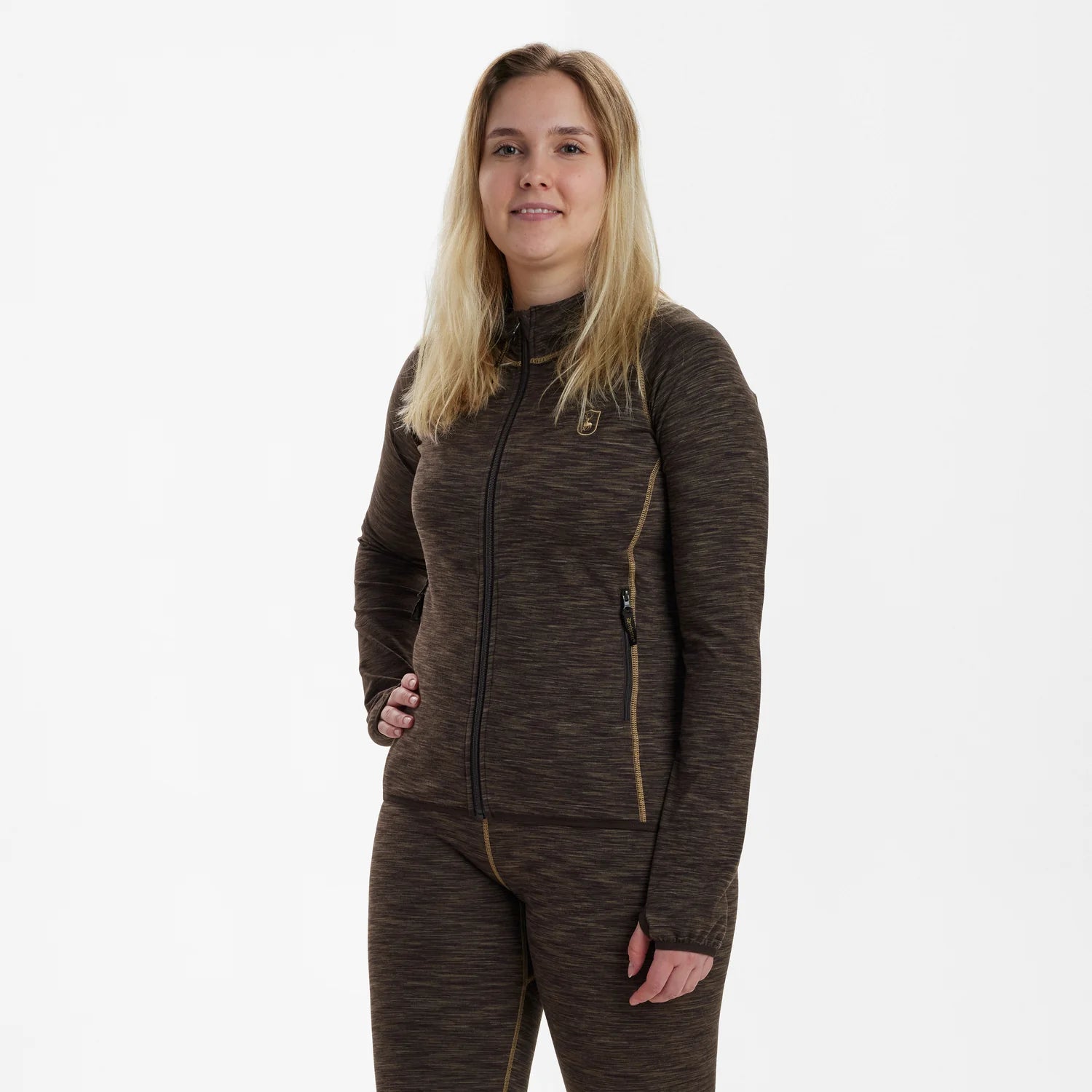 Lady Insulated Fleece - Brown Melange - modell framifrån