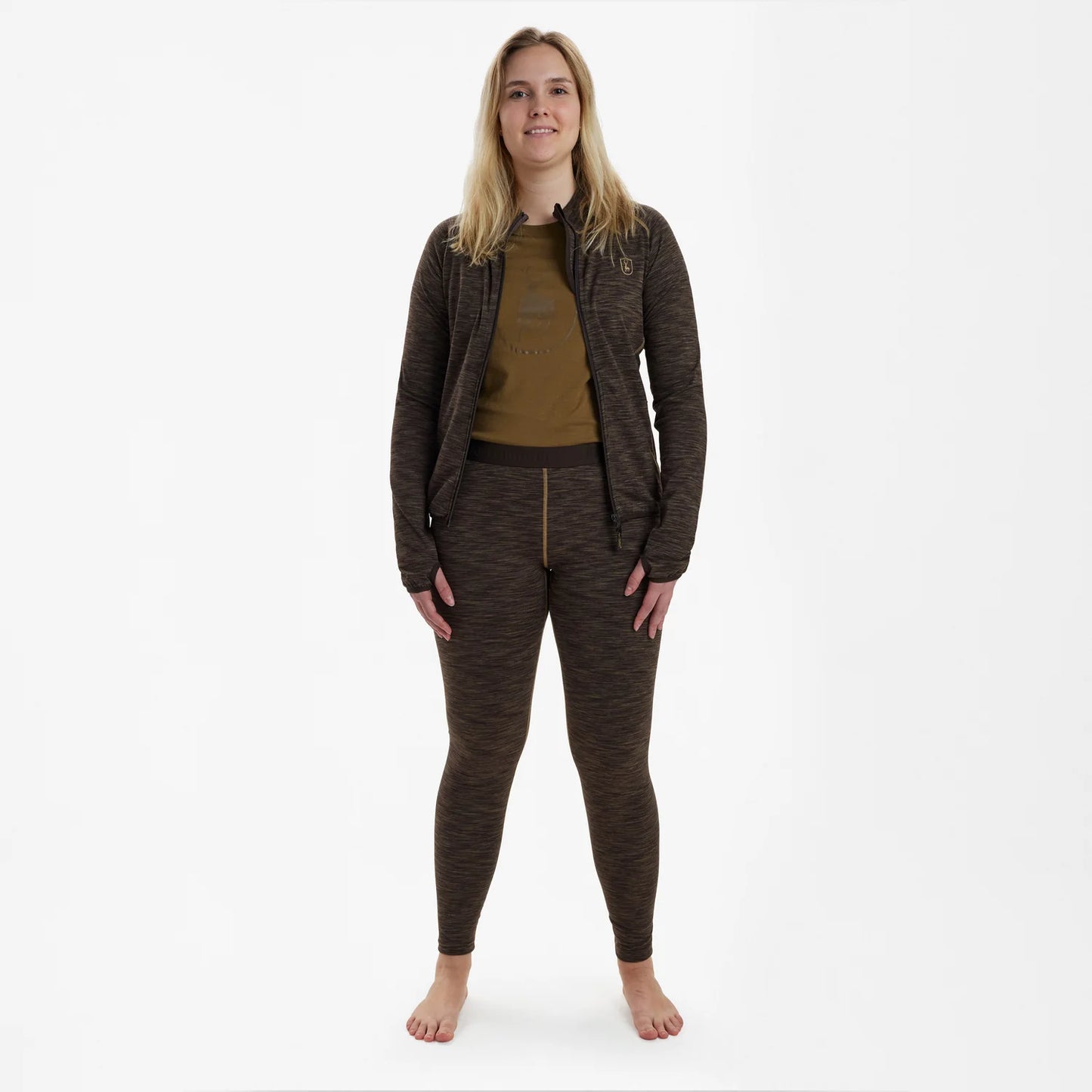 Lady Insulated Leggings - Brown Melange - modell framifrån