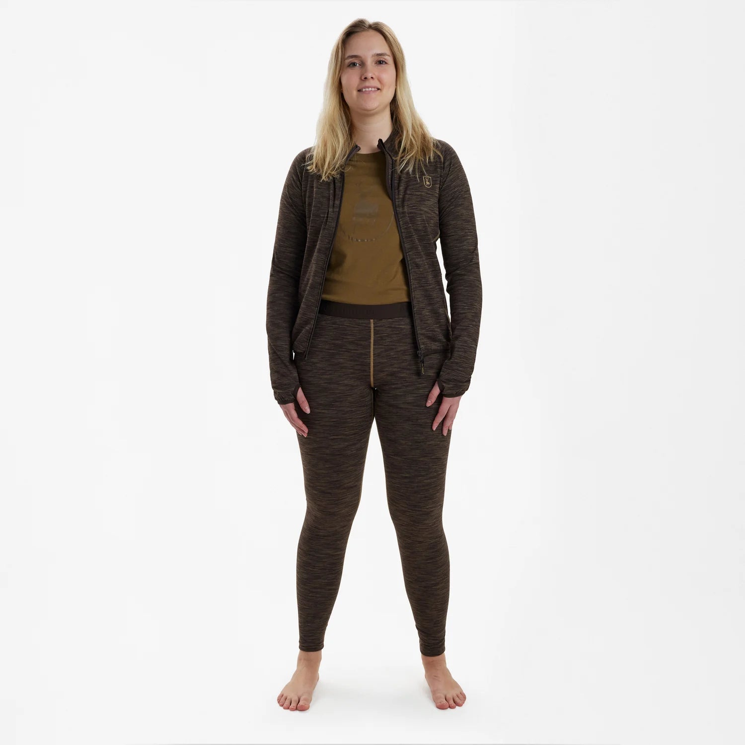 Lady Insulated Leggings - Brown Melange - modell framifrån
