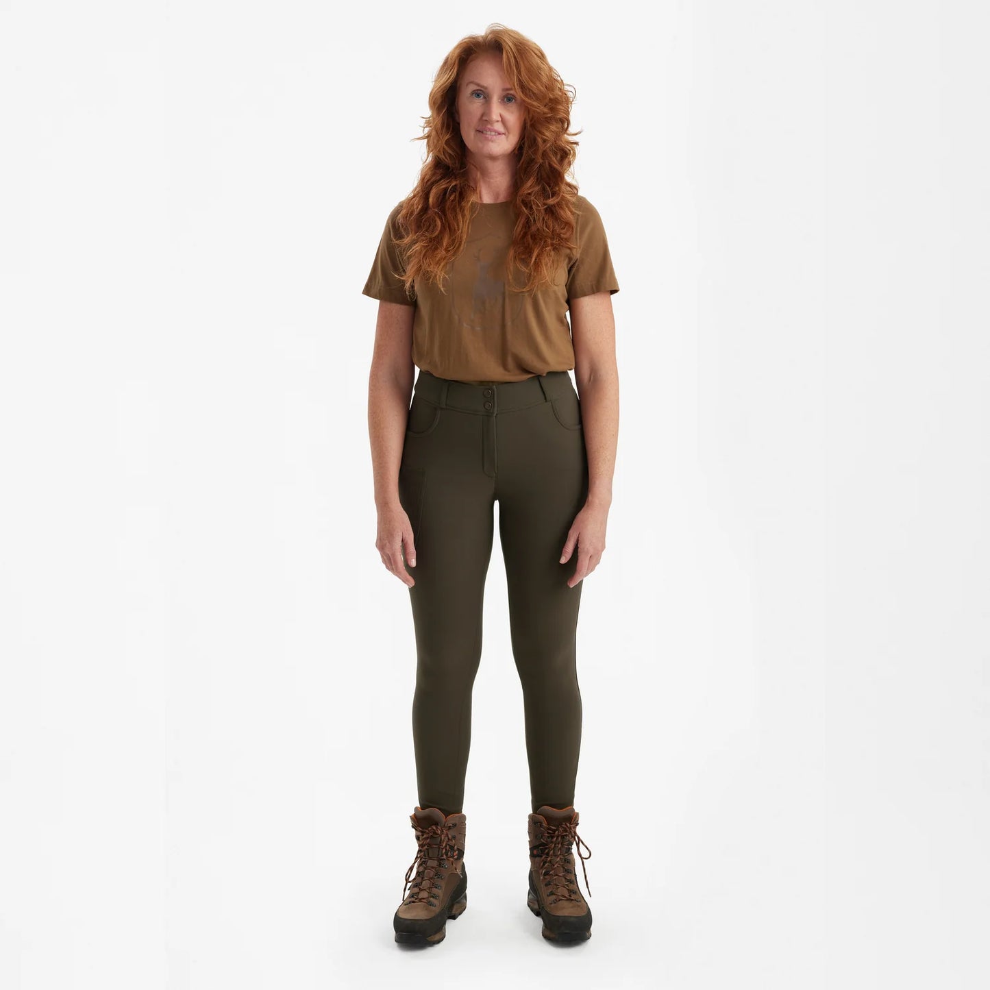 Lady Jakttights - Palm Green - modell framifrån