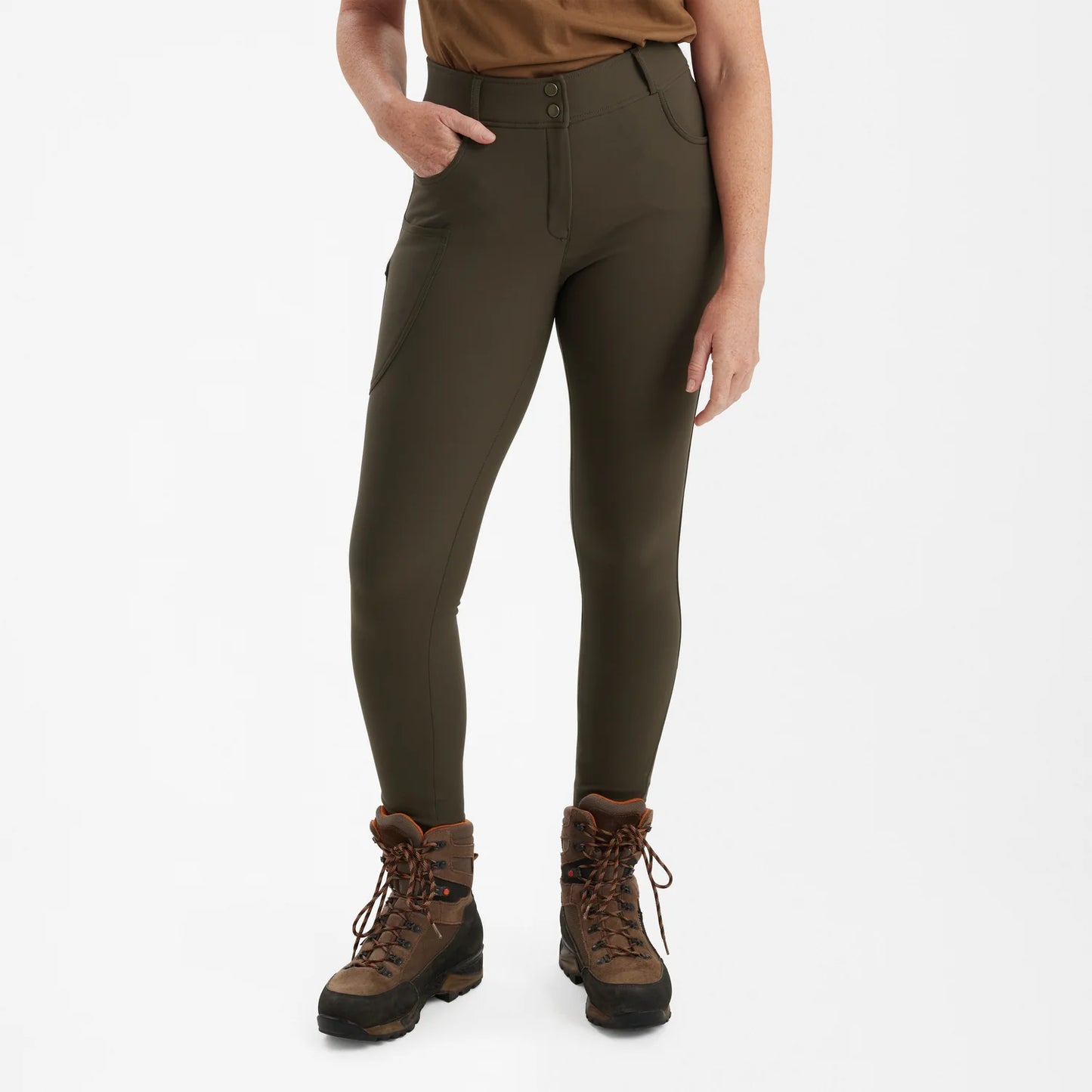 Lady Jakttights - Palm Green - modell framifrån