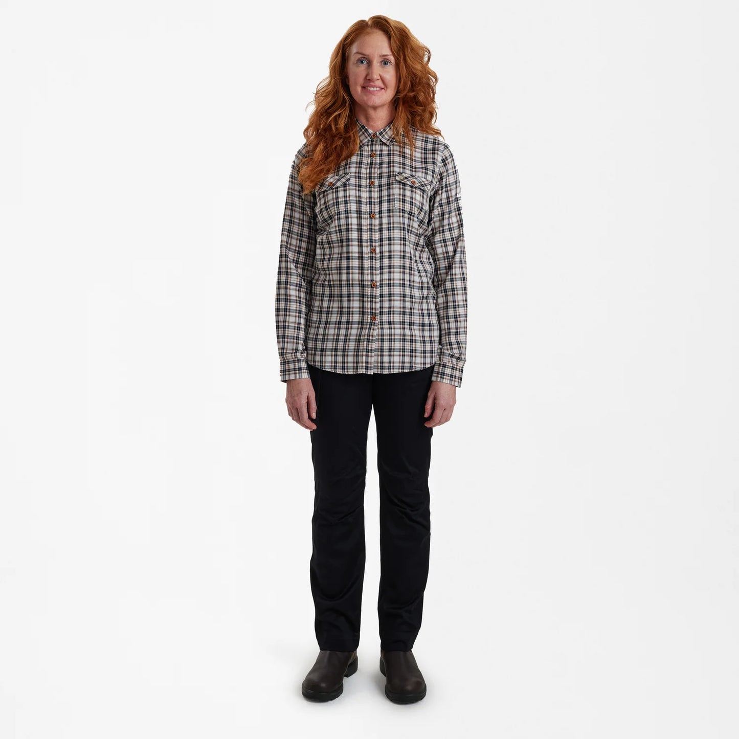 Lady Julia Skjorta - Blue Check - modell framifrån
