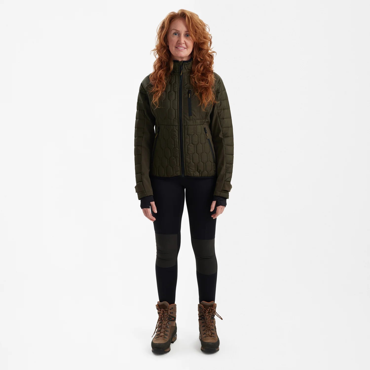 Lady Mossdale quiltad jacka - Forest Green - modell framifrån