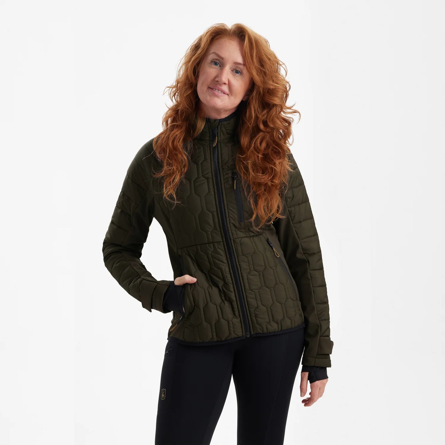 Lady Mossdale quiltad jacka - Forest Green - modell framifrån