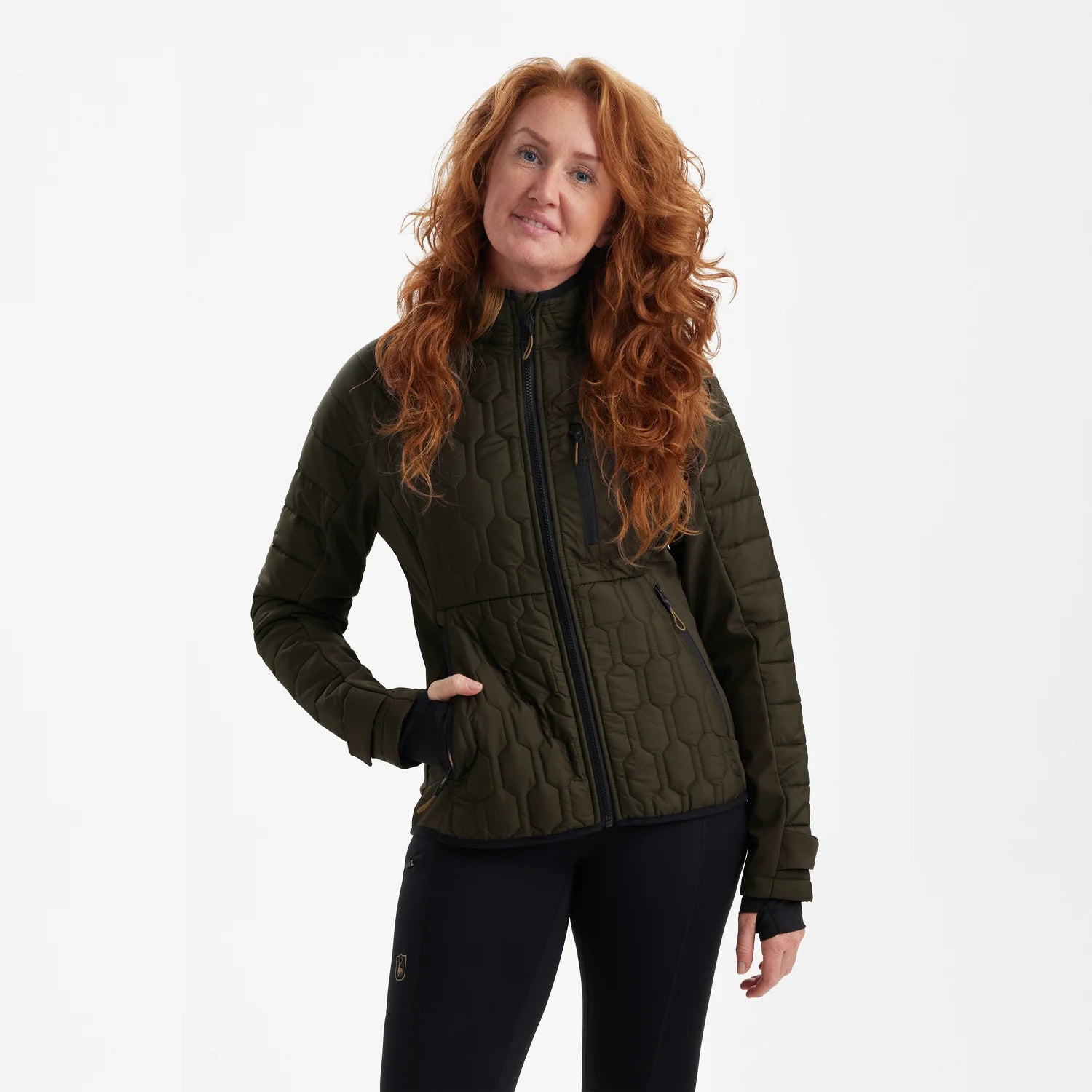 Lady Mossdale quiltad jacka - Forest Green - modell framifrån