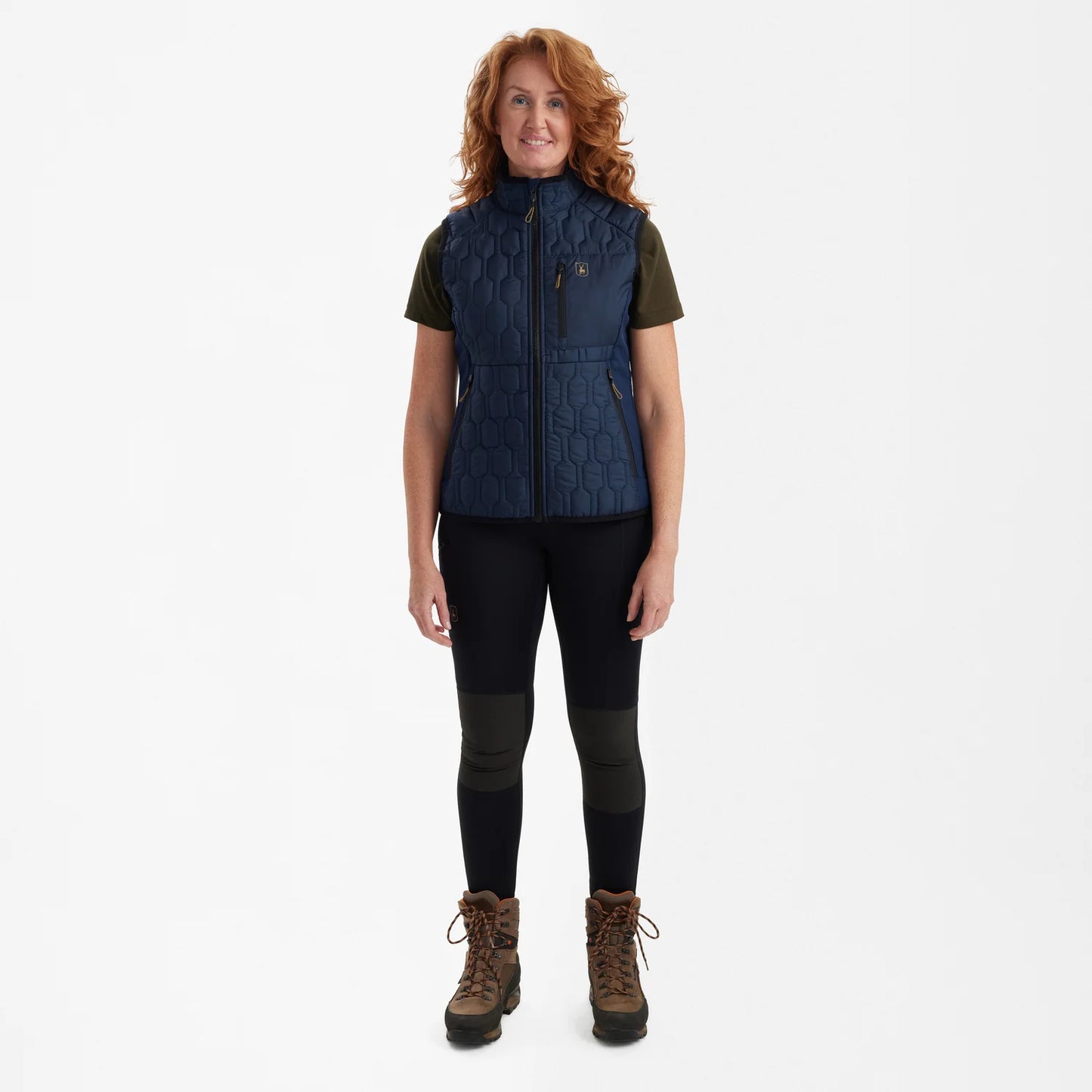 Lady Mossdale quiltad väst - Dress Blues - modell framifrån