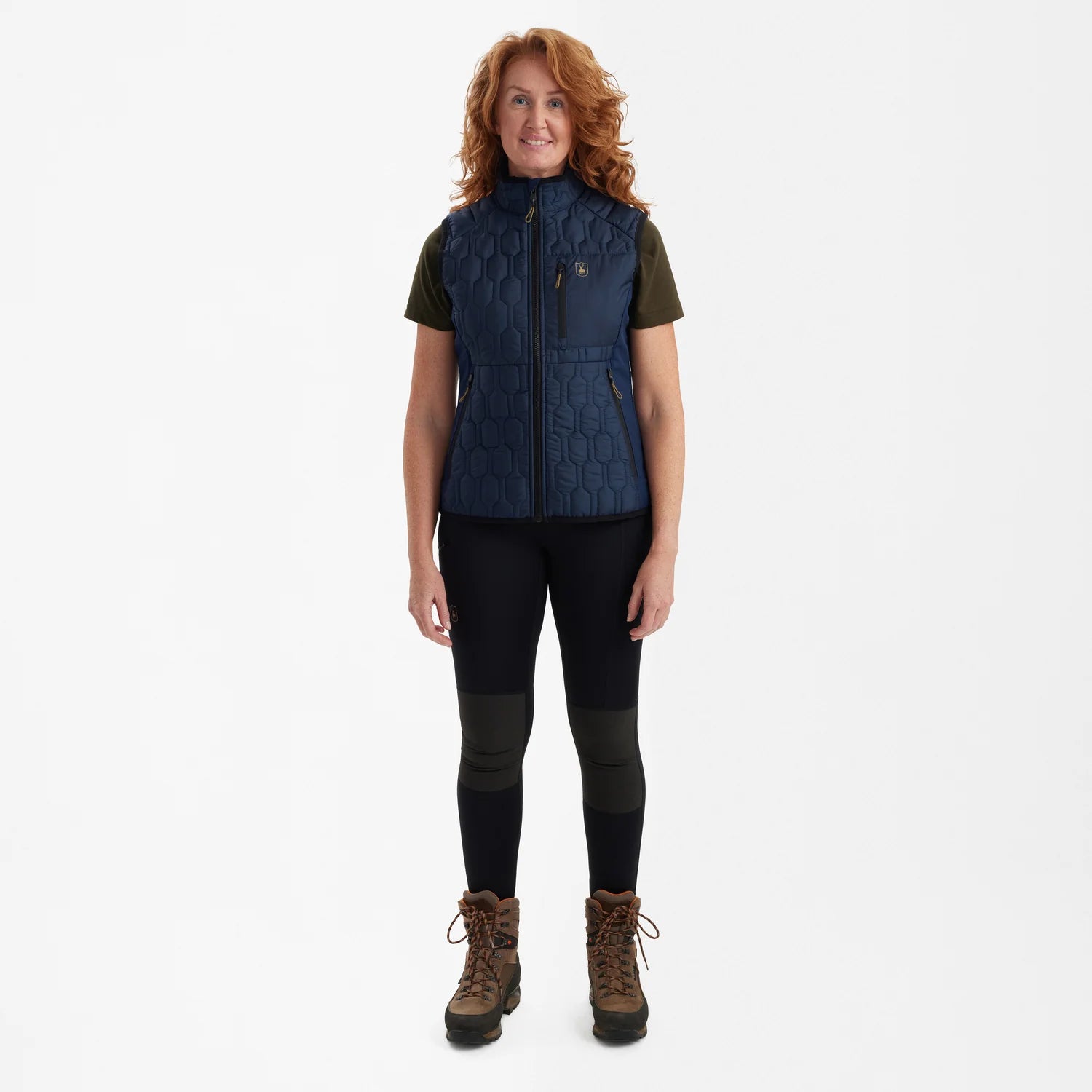 Lady Mossdale quiltad väst - Dress Blues - modell framifrån