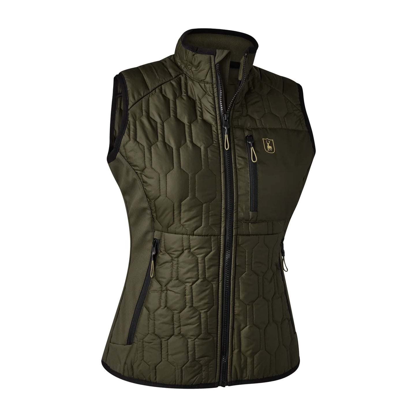 Lady Mossdale quiltad väst - Forest Green - framifrån